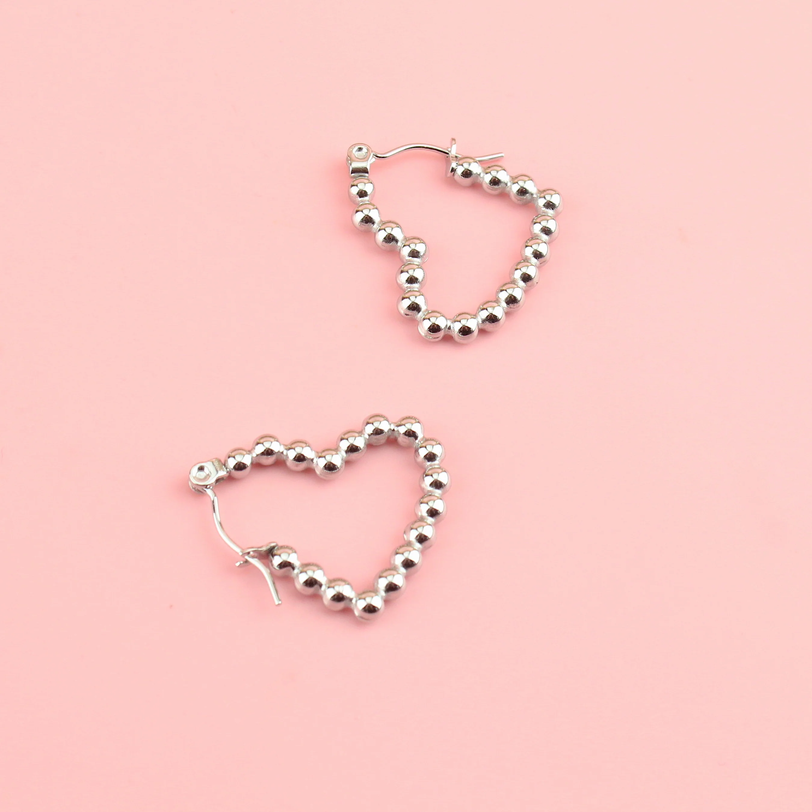 Beaded Heart Hoop Earrings - Image 2