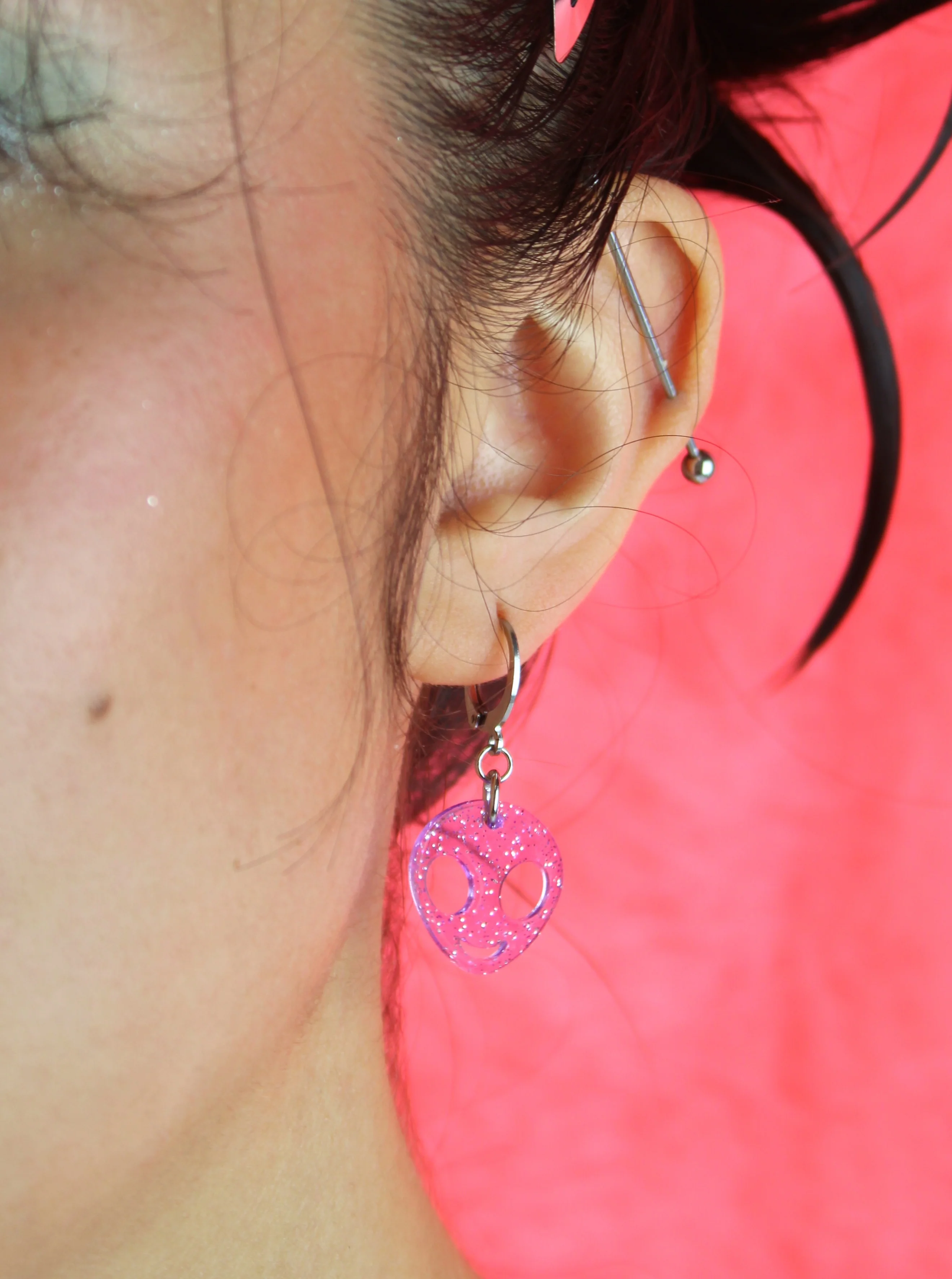 Beam Me Up! Alien Huggie Hoop Earrings - Image 2