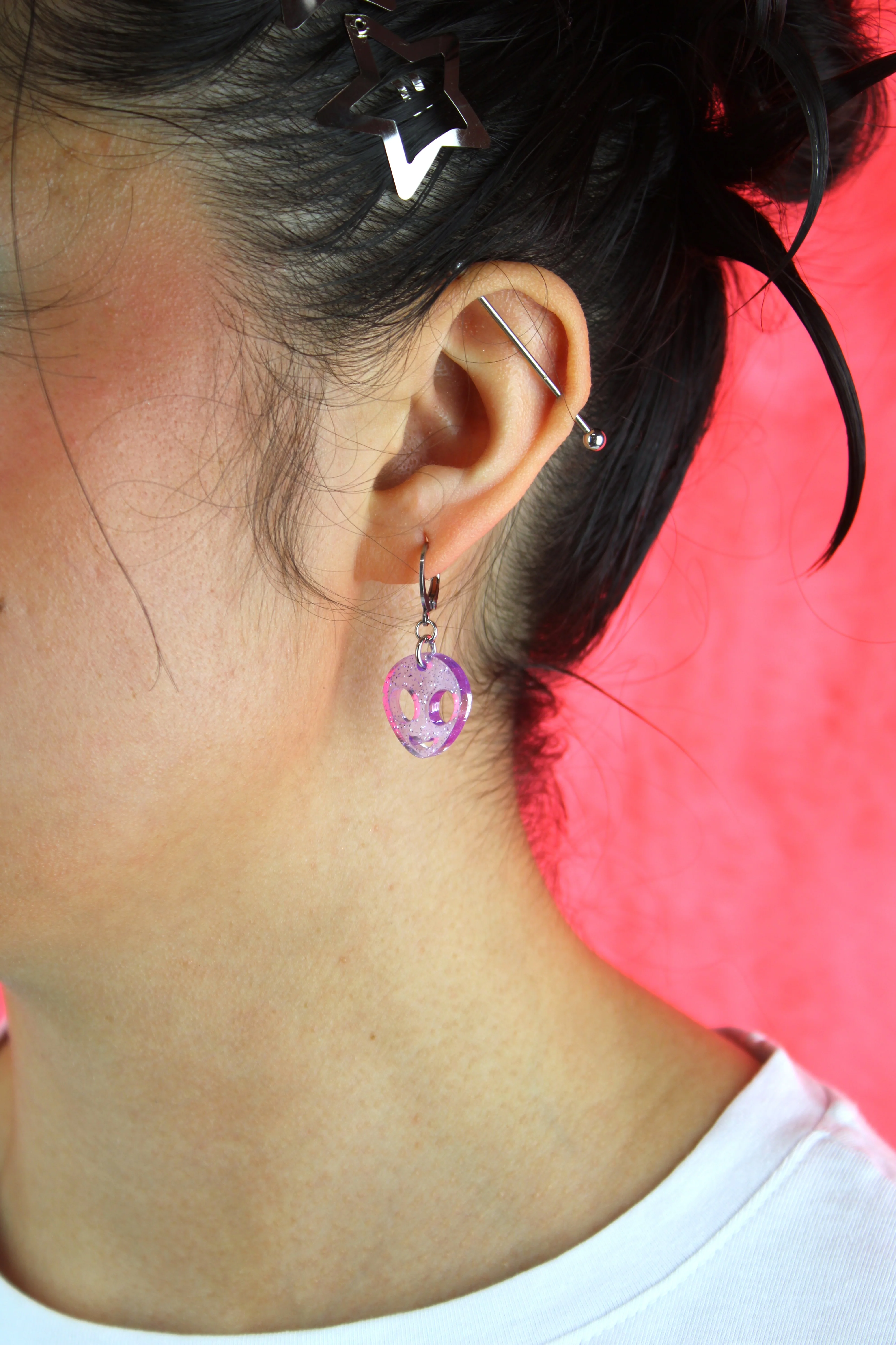 Beam Me Up! Alien Huggie Hoop Earrings - Image 4