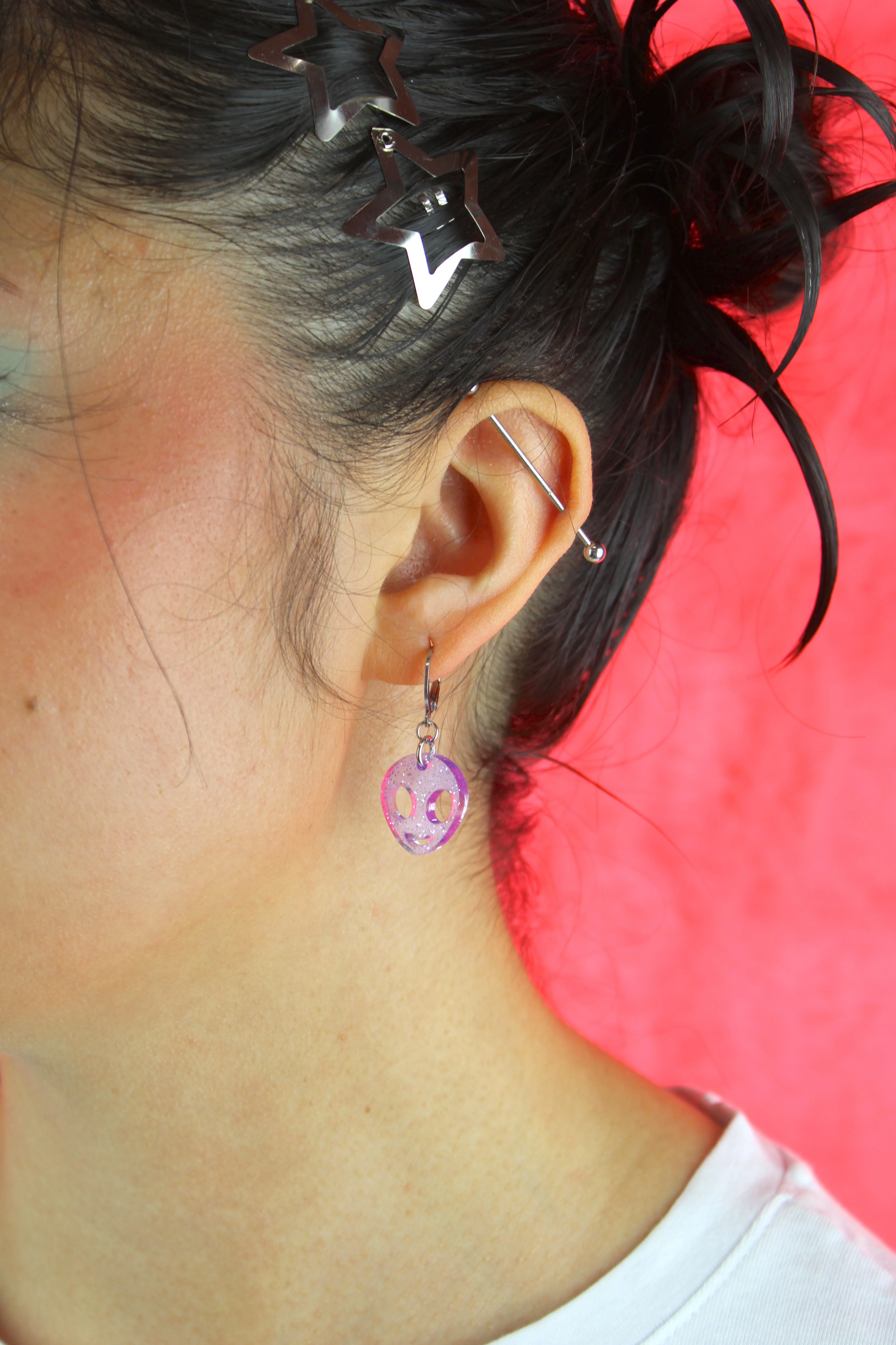 Beam Me Up! Alien Huggie Hoop Earrings - Image 7
