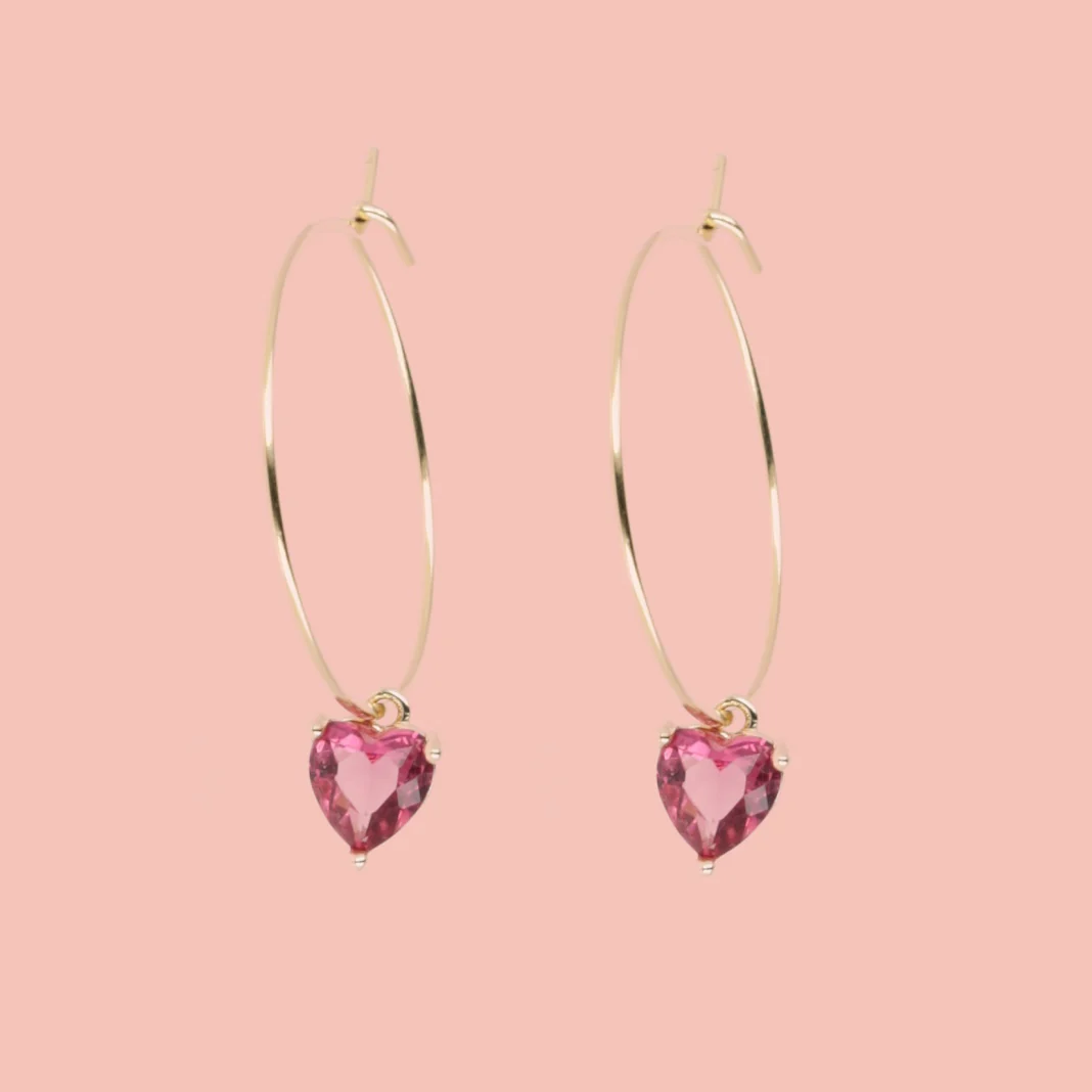 Bejewelled Heart Hoop Earrings