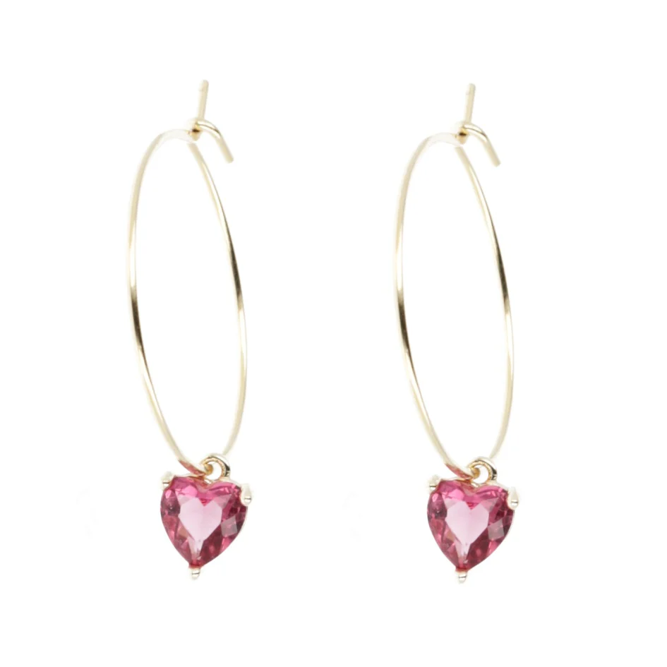 Bejewelled Heart Hoop Earrings - Image 3