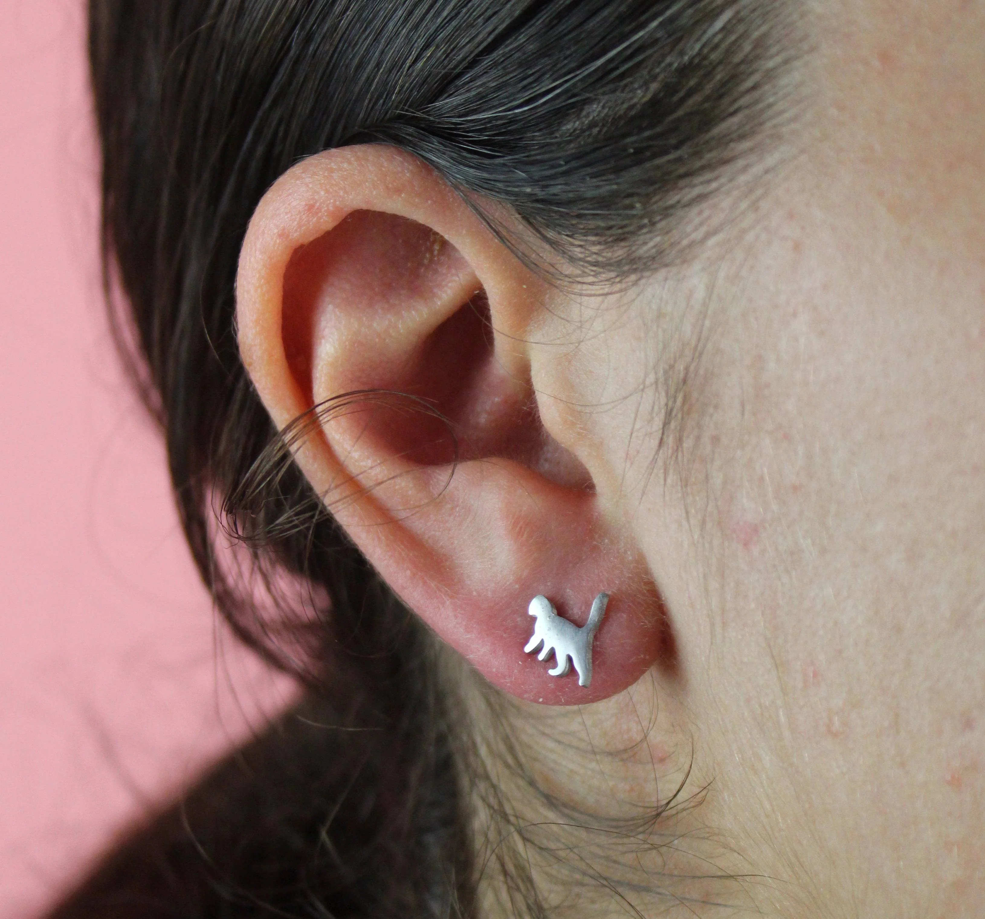 Big Stretch Cat Stud Earrings - Image 3