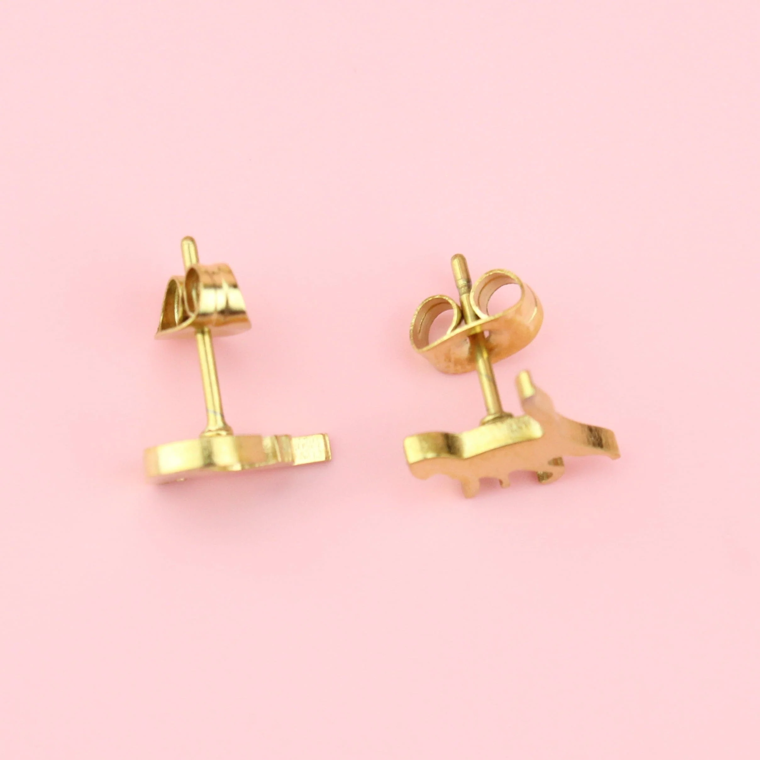 Big Stretch Cat Stud Earrings (Gold Plated) - Image 8