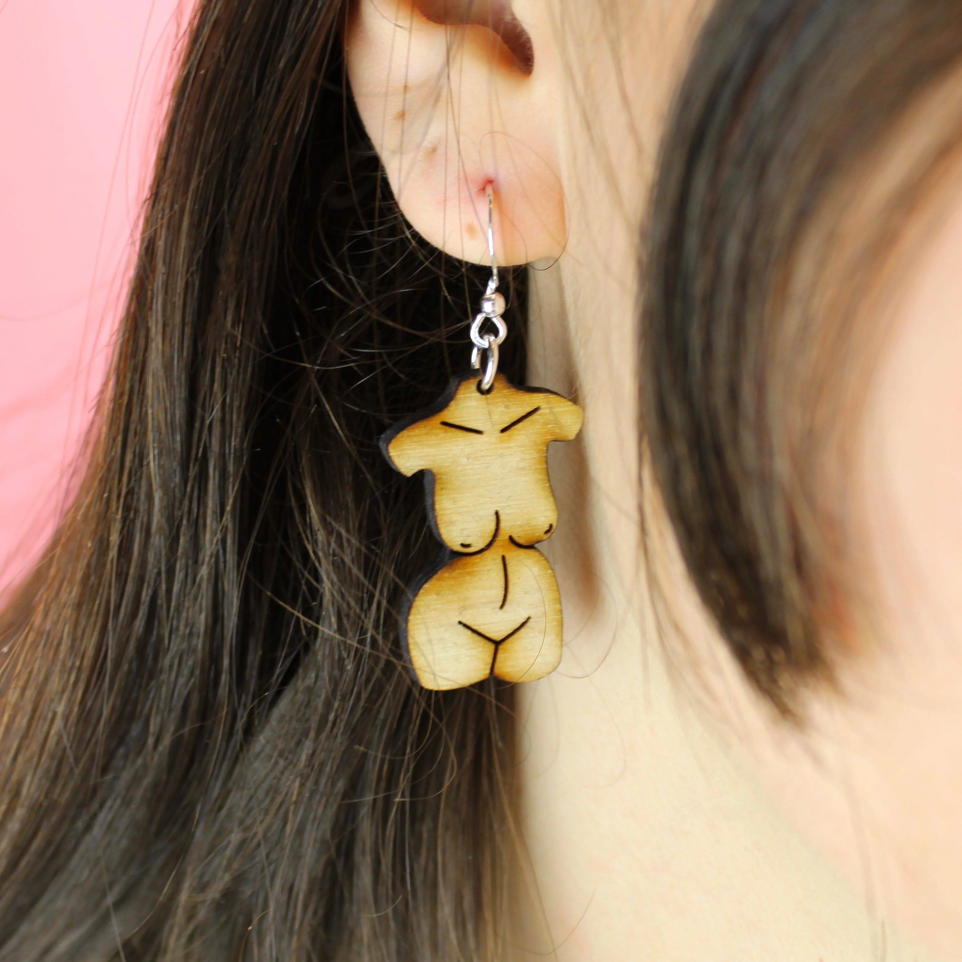 Birch Wood Birthday Suit Earrings - Image 2