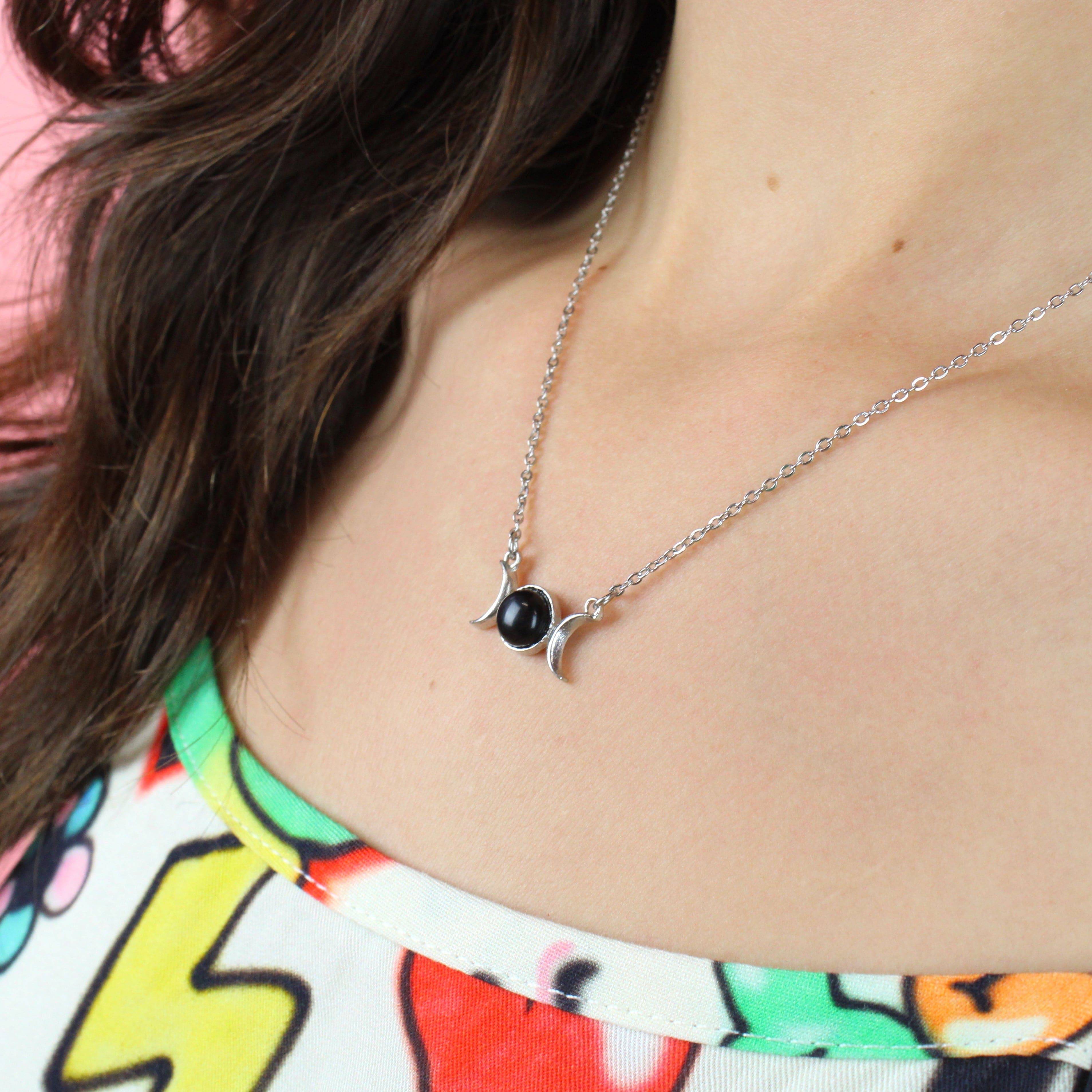 Black Agate Moon Necklace - Image 3
