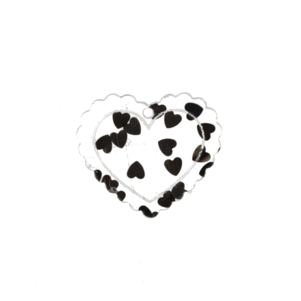 Black Confetti Heart Charm