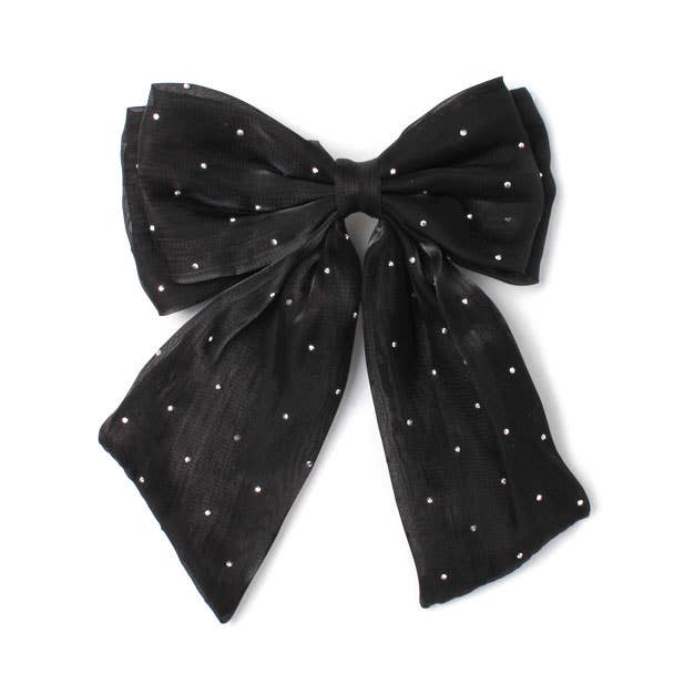 Black Diamante Bow Hair Clip