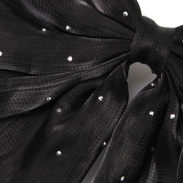 Black Diamante Bow Hair Clip - Image 2