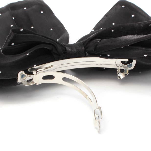 Black Diamante Bow Hair Clip - Image 3