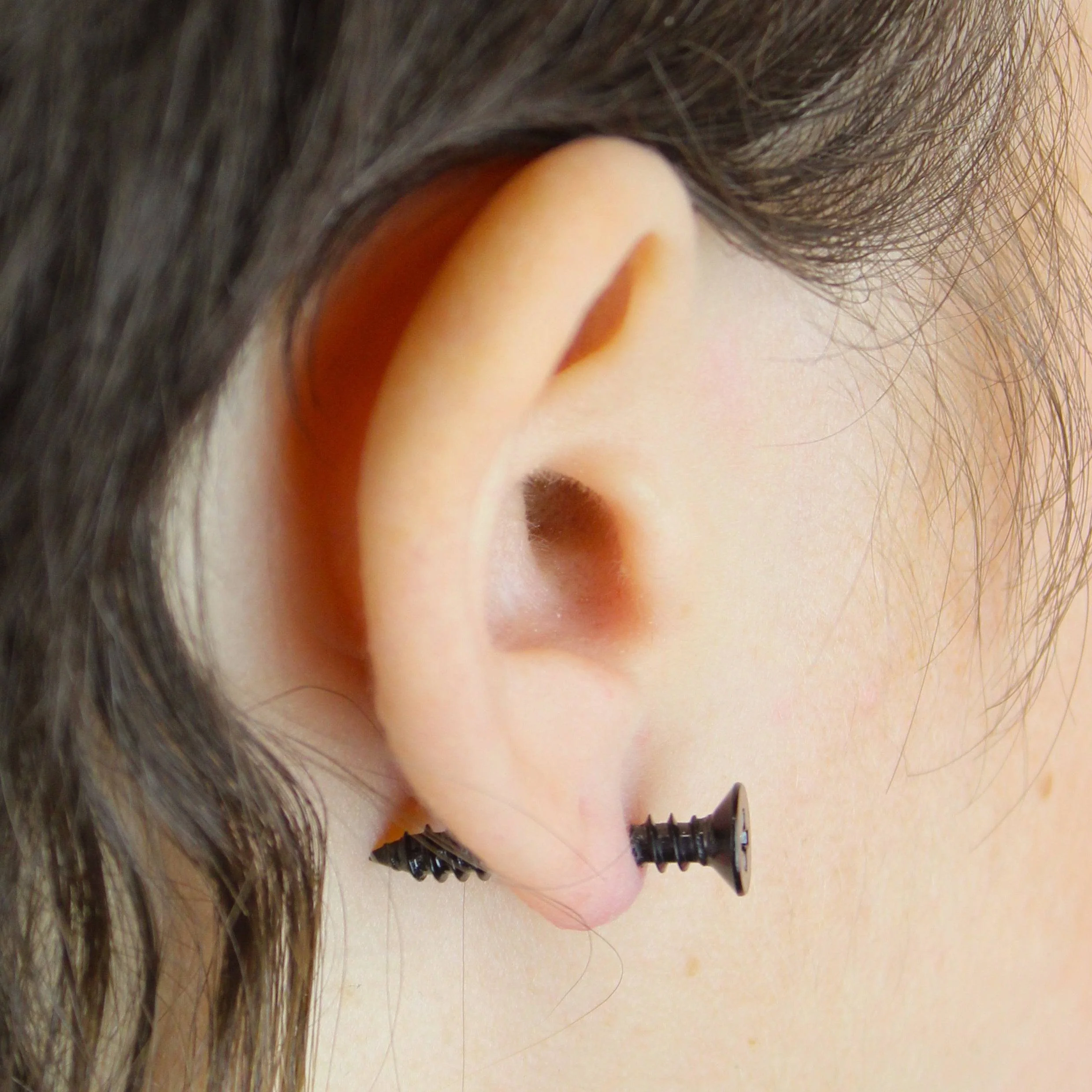 Black Screw Earrings - Image 3