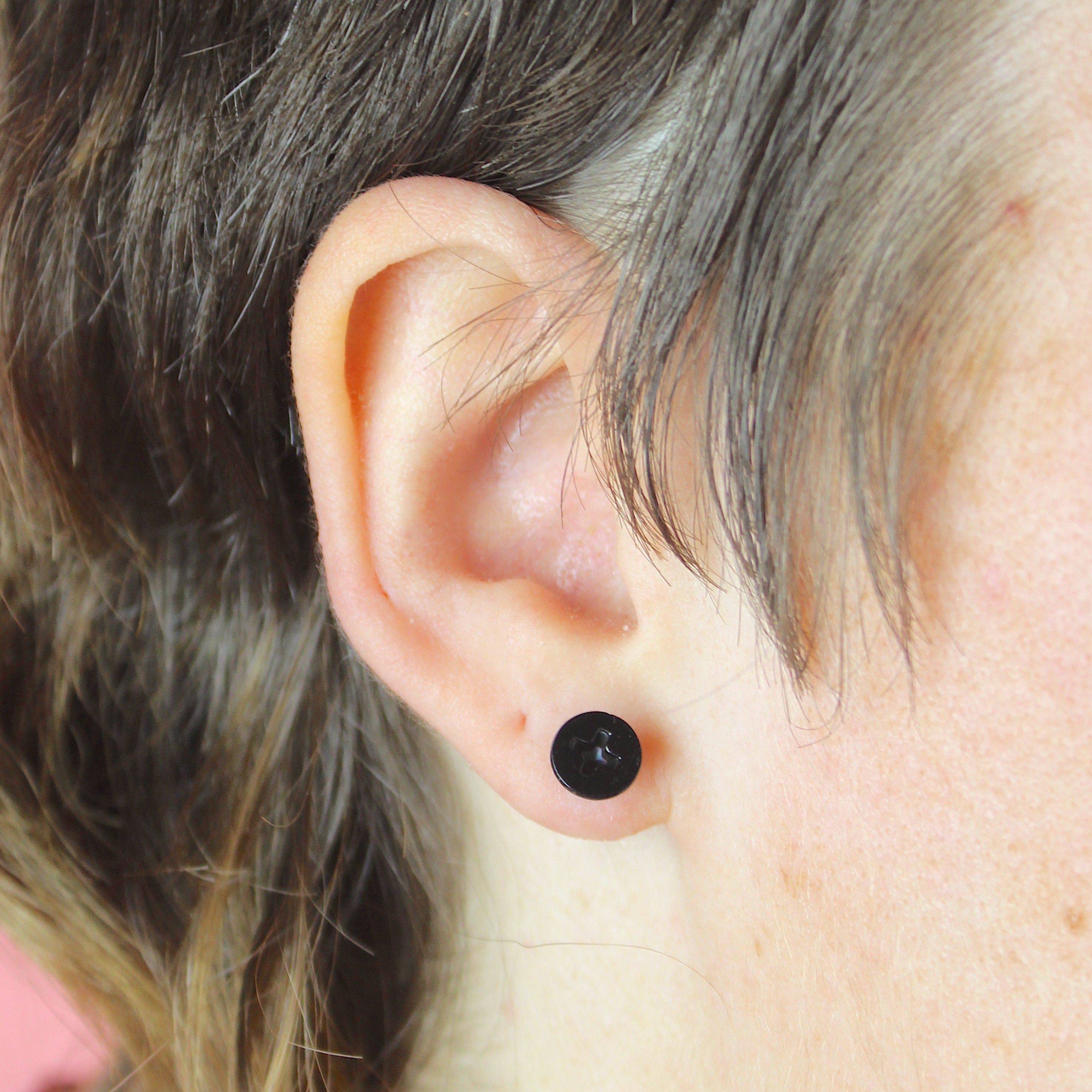 Black Screw Earrings - Image 4