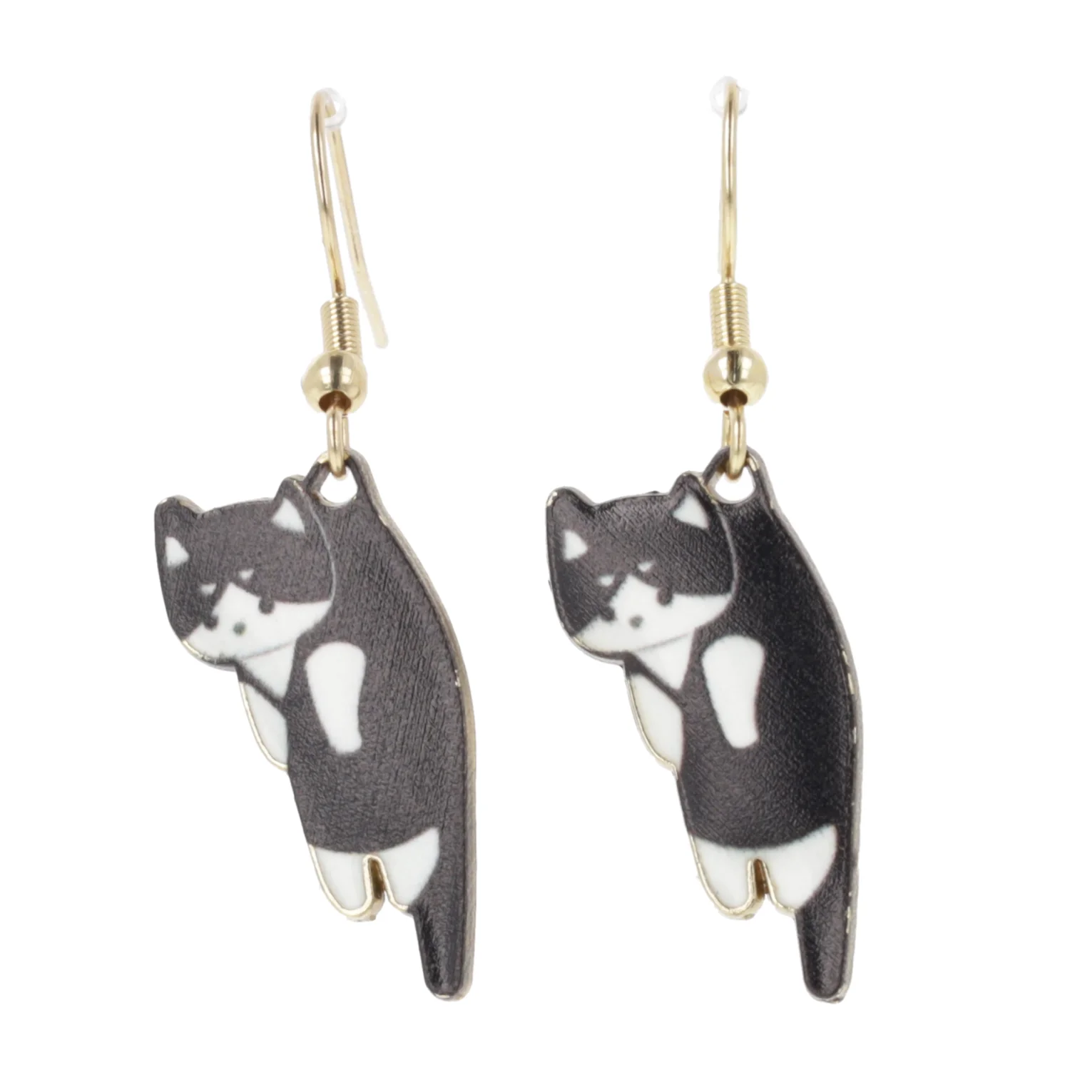 Black & White Cat Earrings (Gold Plated) - Image 3