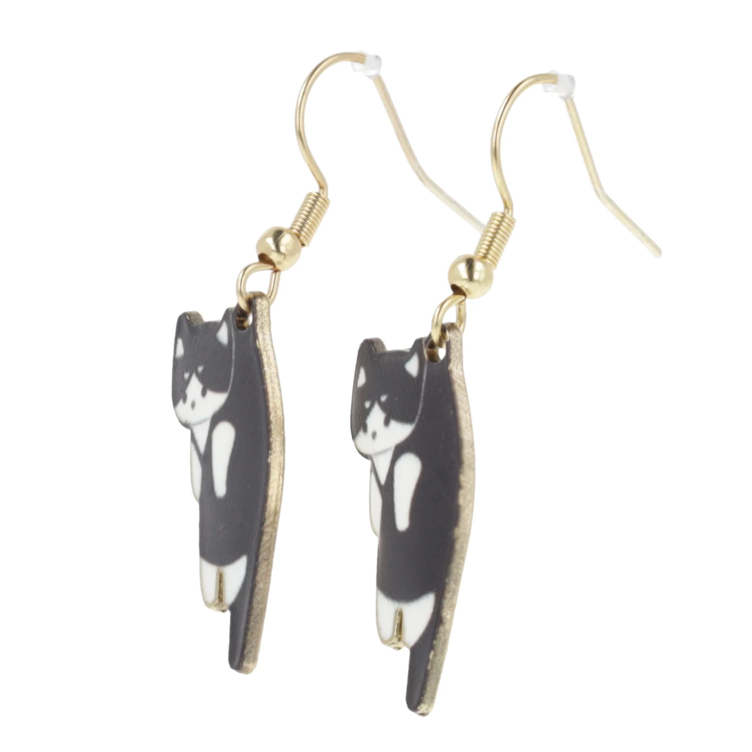 Black & White Cat Earrings (Gold Plated) - Image 4