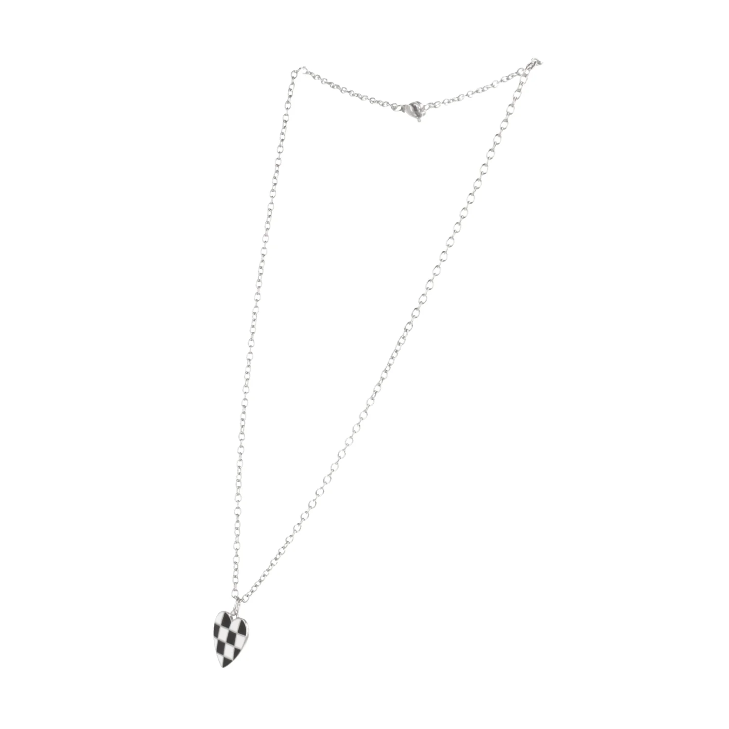 Black & White Heart Checkerboard Necklace - Image 6