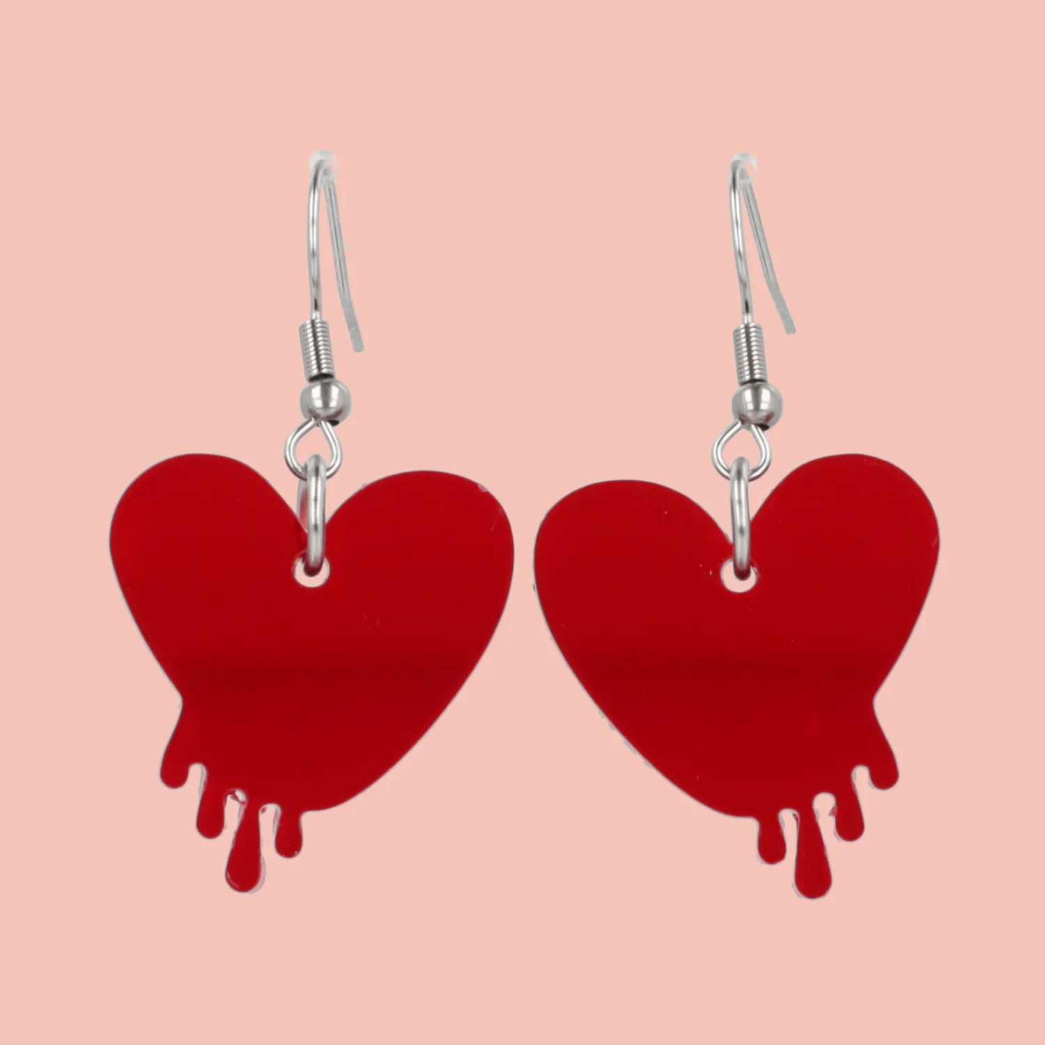 Bleeding Love Earrings - Transparent Red