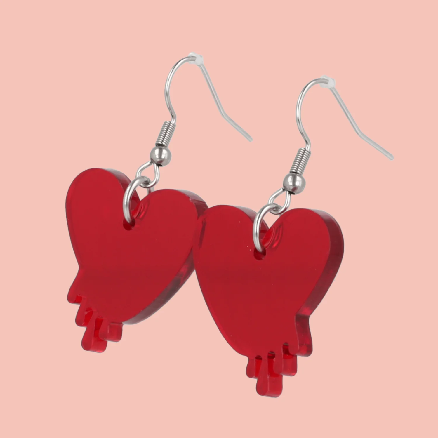 Bleeding Love Earrings - Transparent Red - Image 2