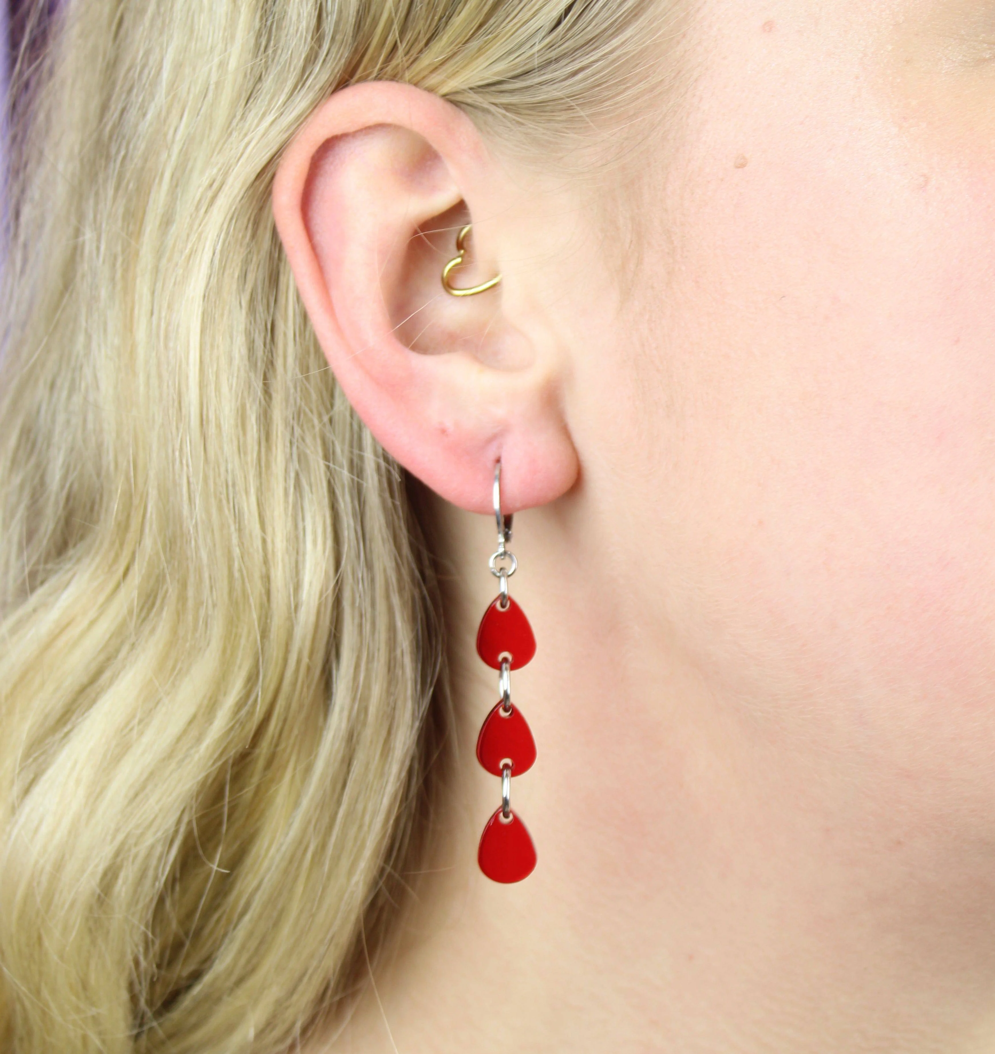 Blood Drip Huggie Hoop Earrings - Image 2