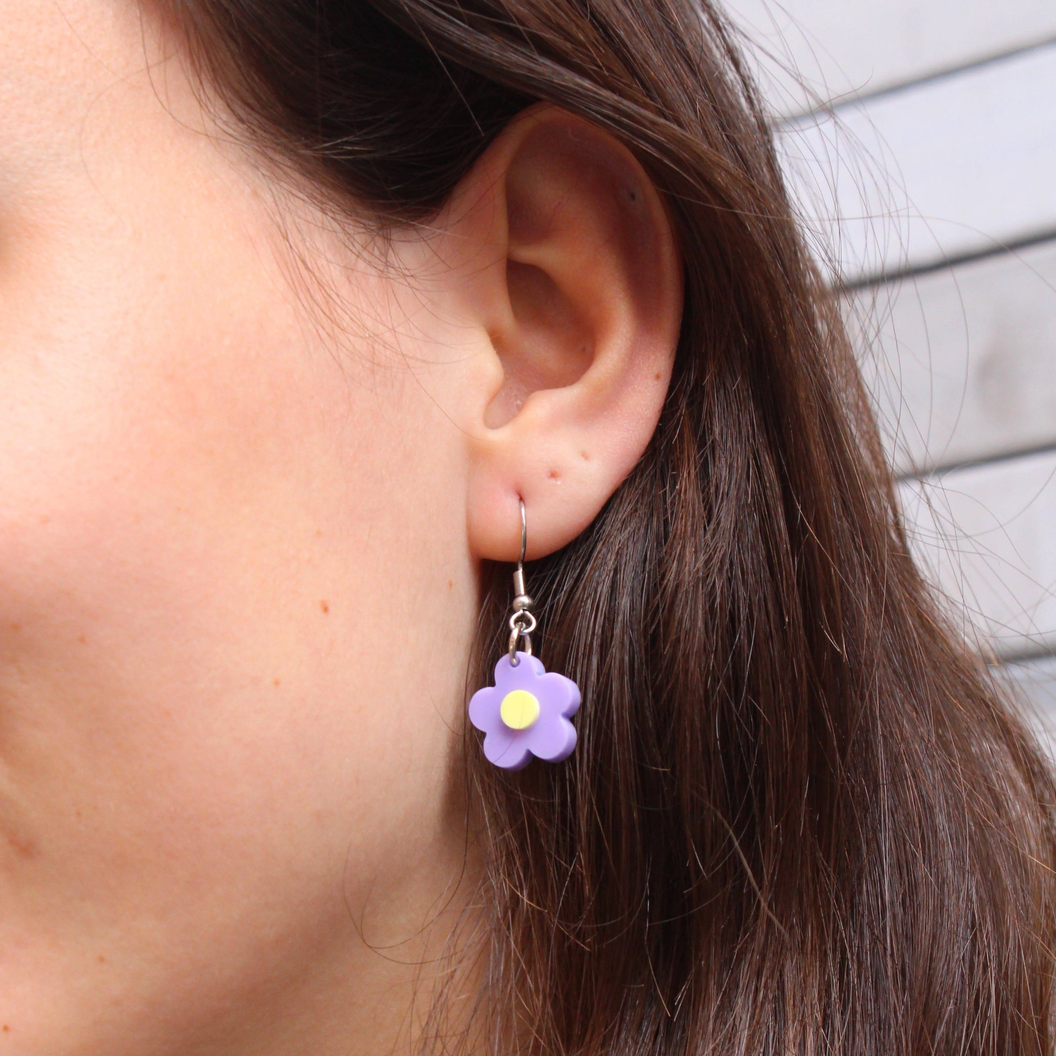 Blooming Botanicals Flower Earrings (Purple) - Image 4