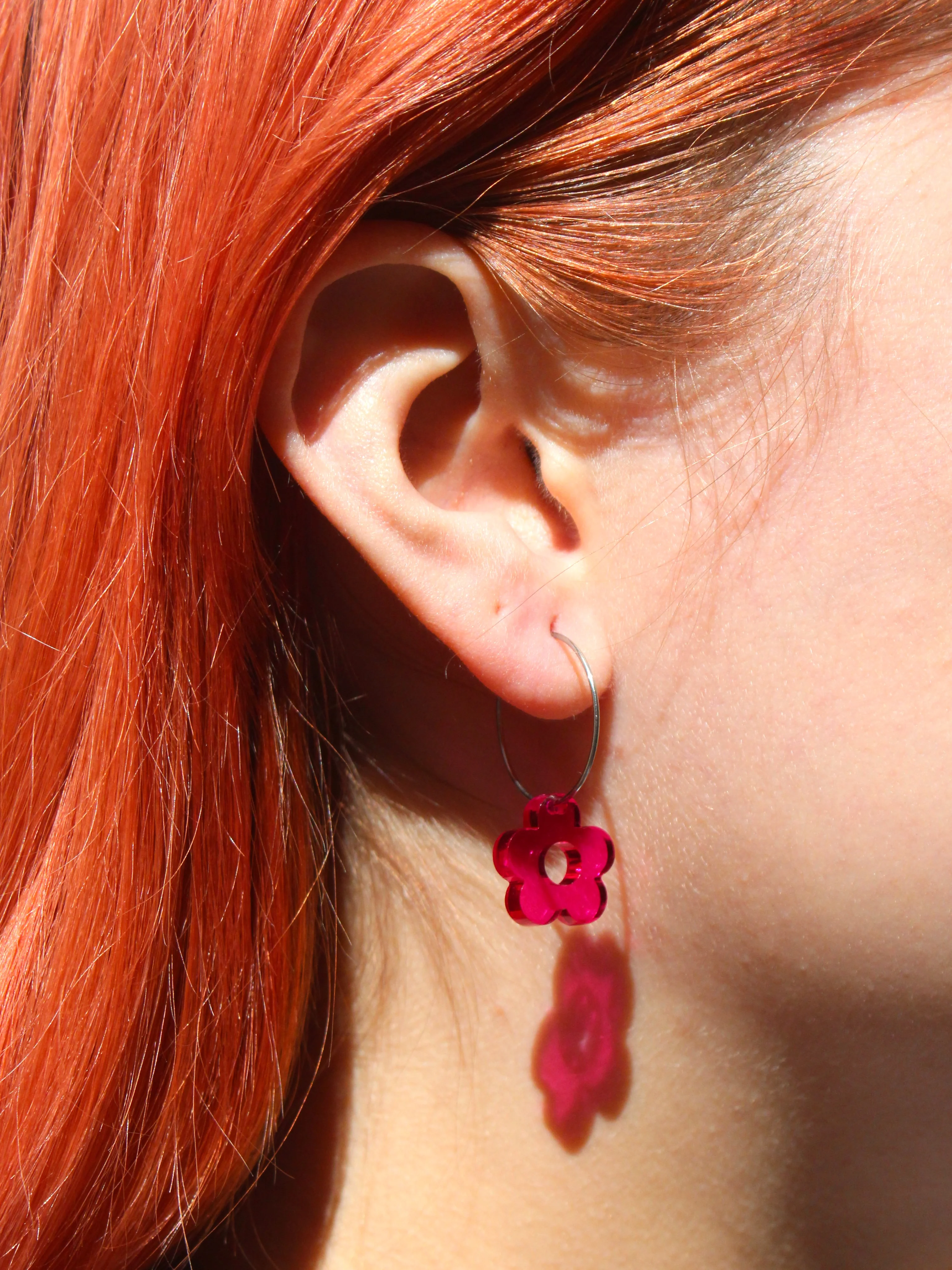Blooming Botanicals Flower Hoop Earrings (Hot Pink) - Image 4