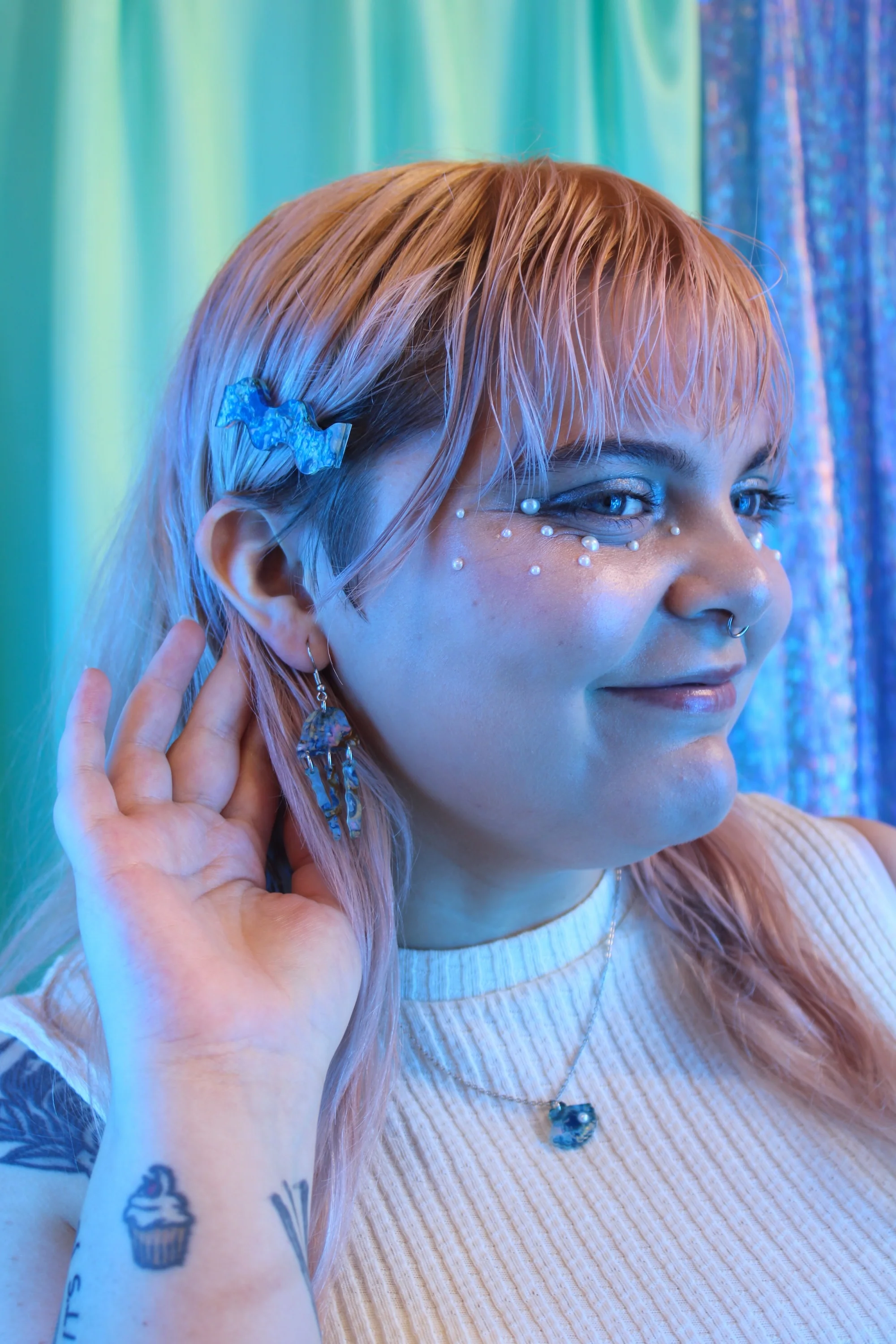 Blue Abalone Jellyfish Earrings - Image 4