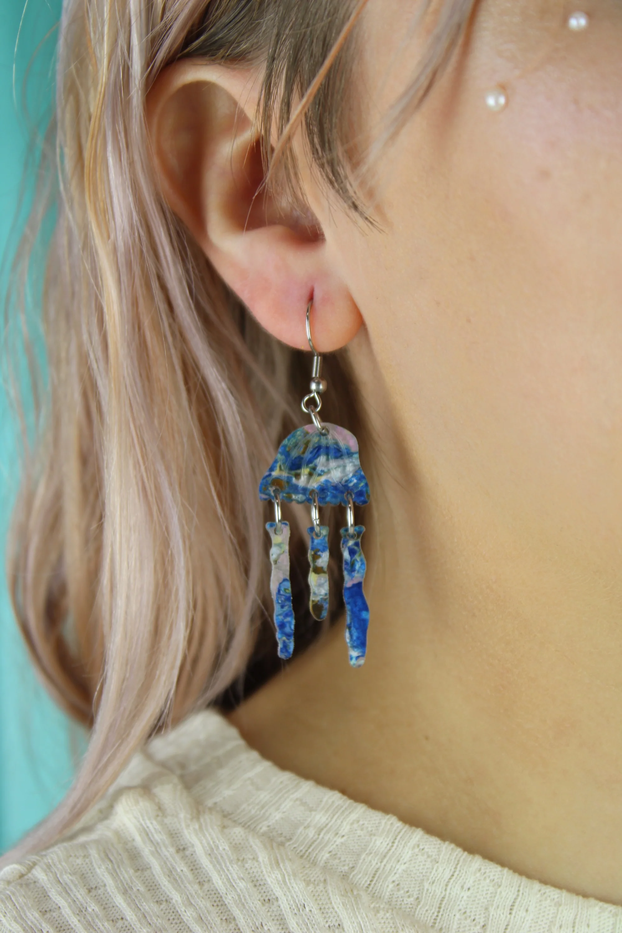 Blue Abalone Jellyfish Earrings - Image 7