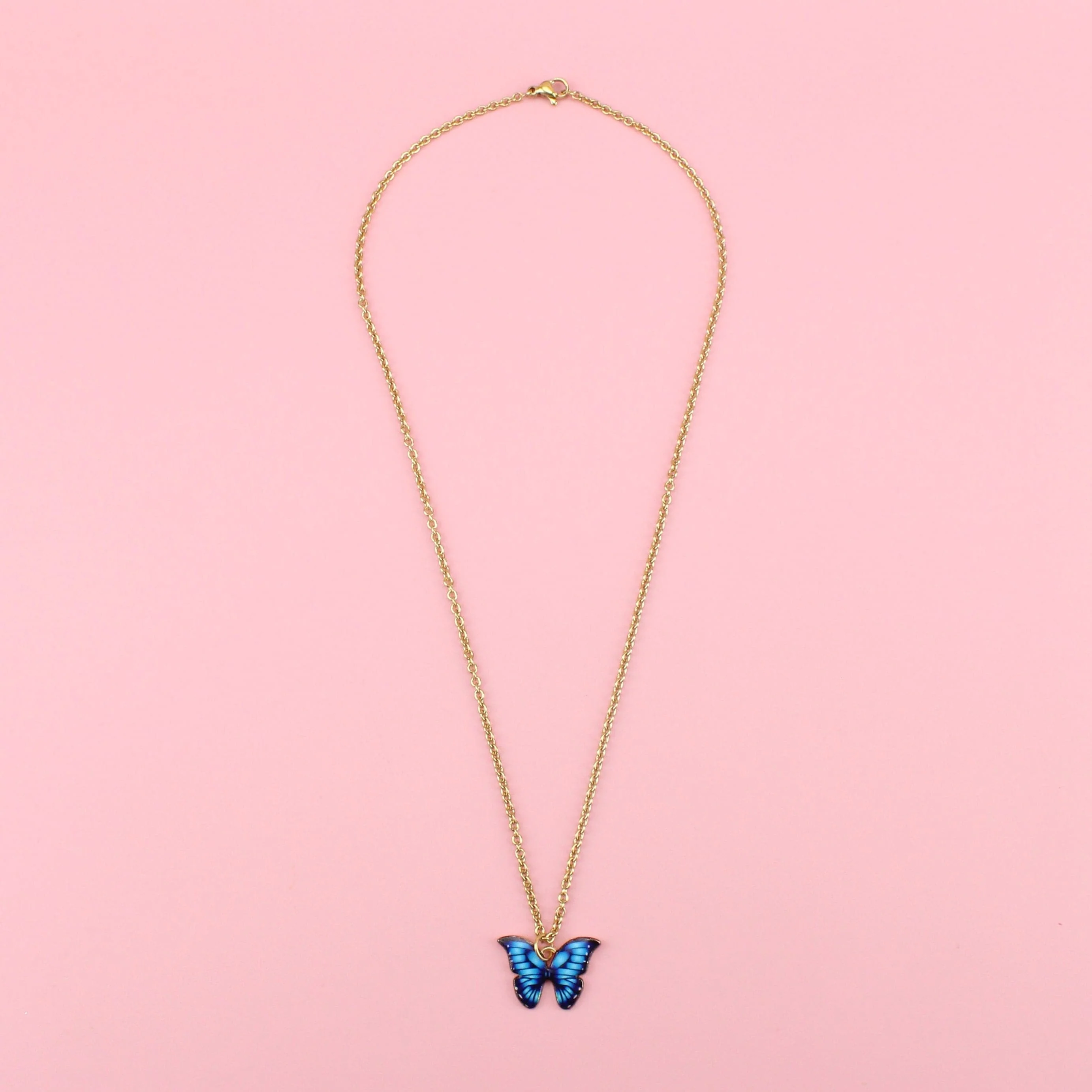 Bright Blue Butterfly Necklace - Image 3
