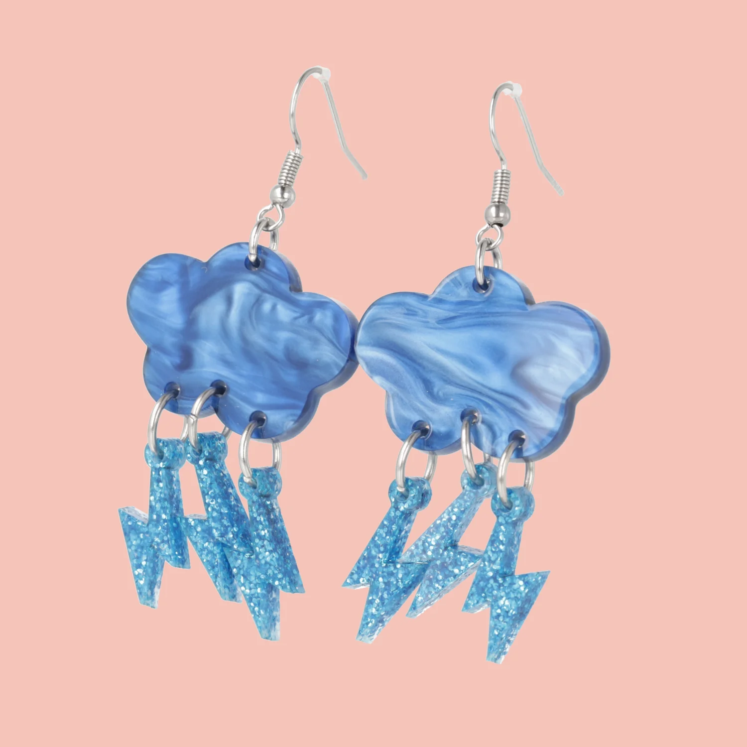 Blue Glitter Acid Lightning Earrings - Image 3