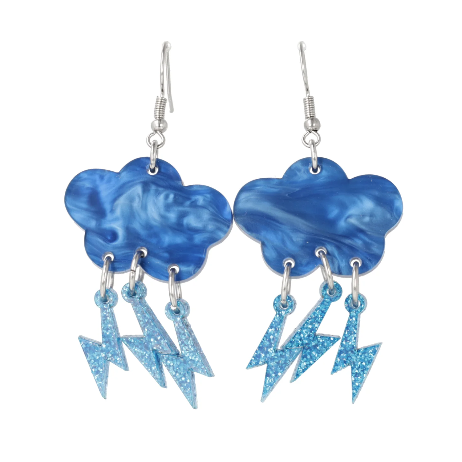 Blue Glitter Acid Lightning Earrings - Image 5