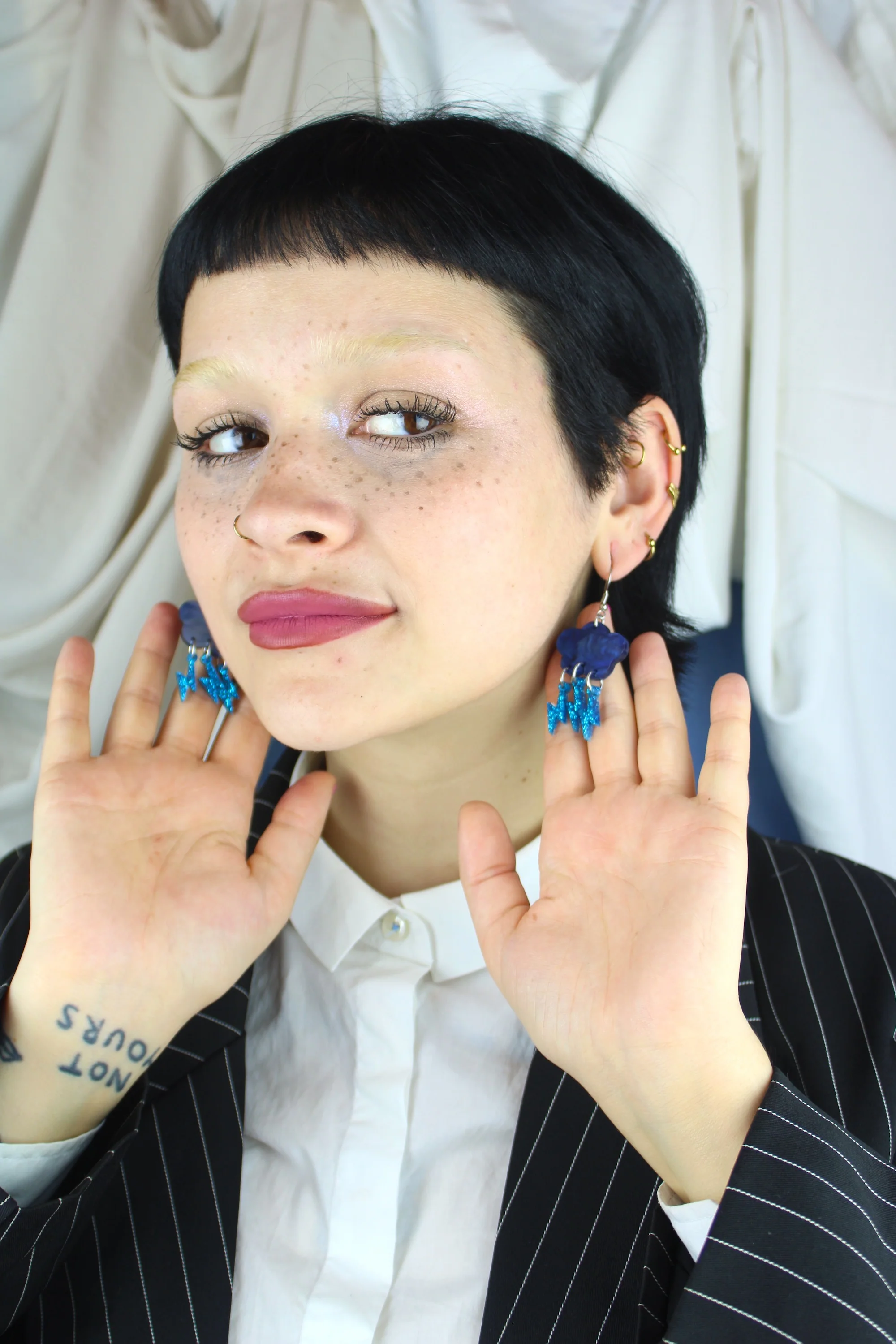 Blue Glitter Acid Lightning Earrings - Image 6