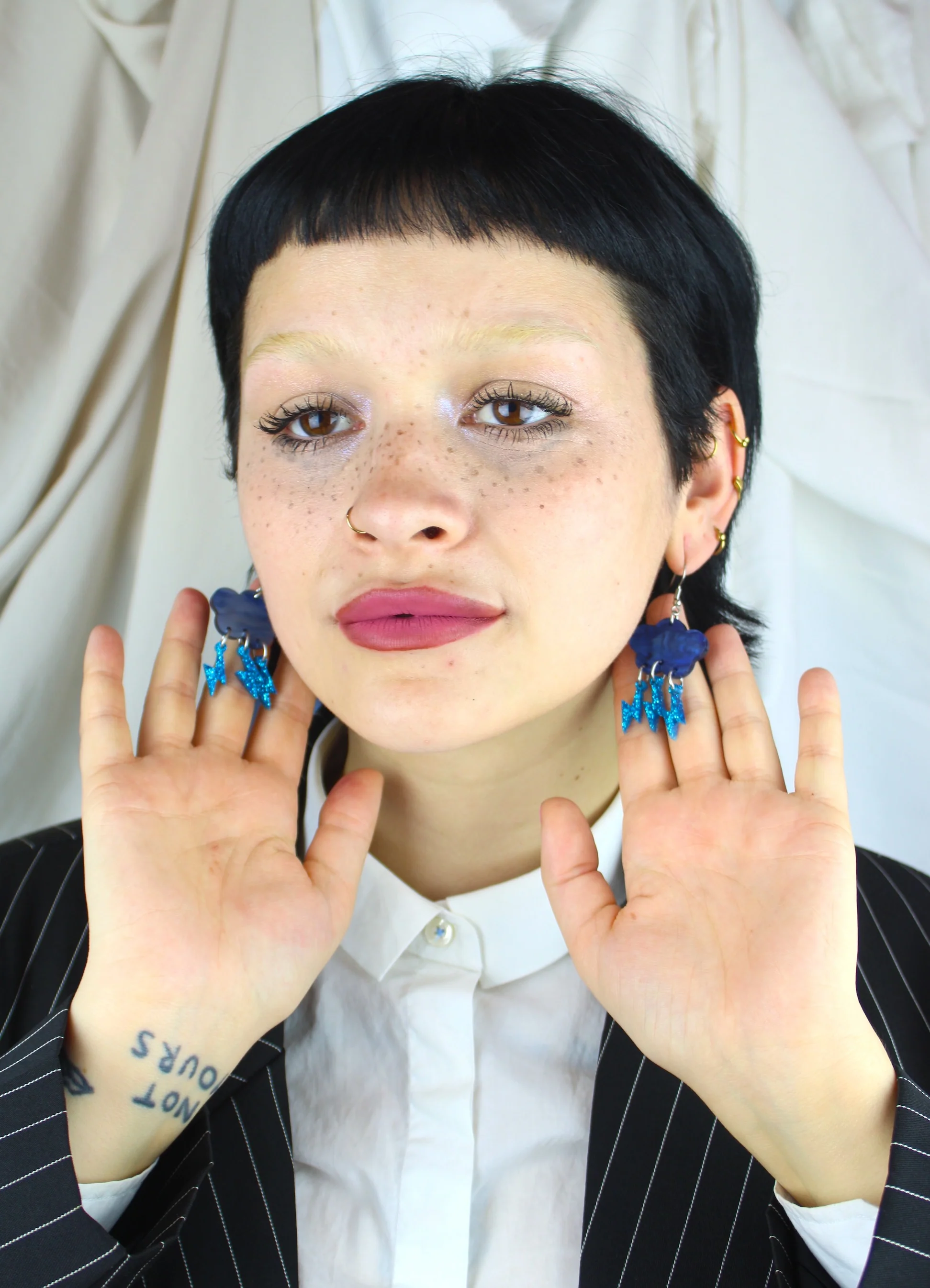 Blue Glitter Acid Lightning Earrings - Image 7