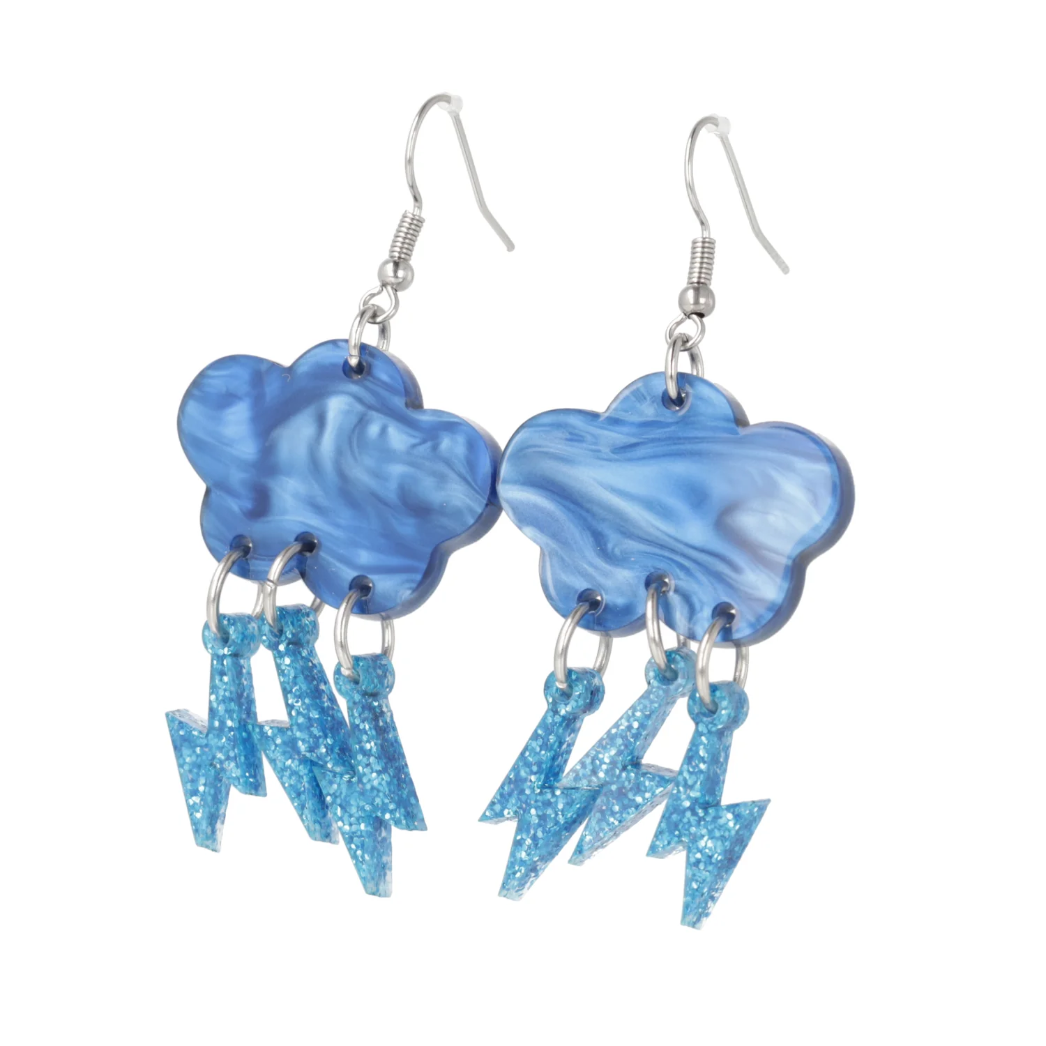 Blue Glitter Acid Lightning Earrings - Image 8