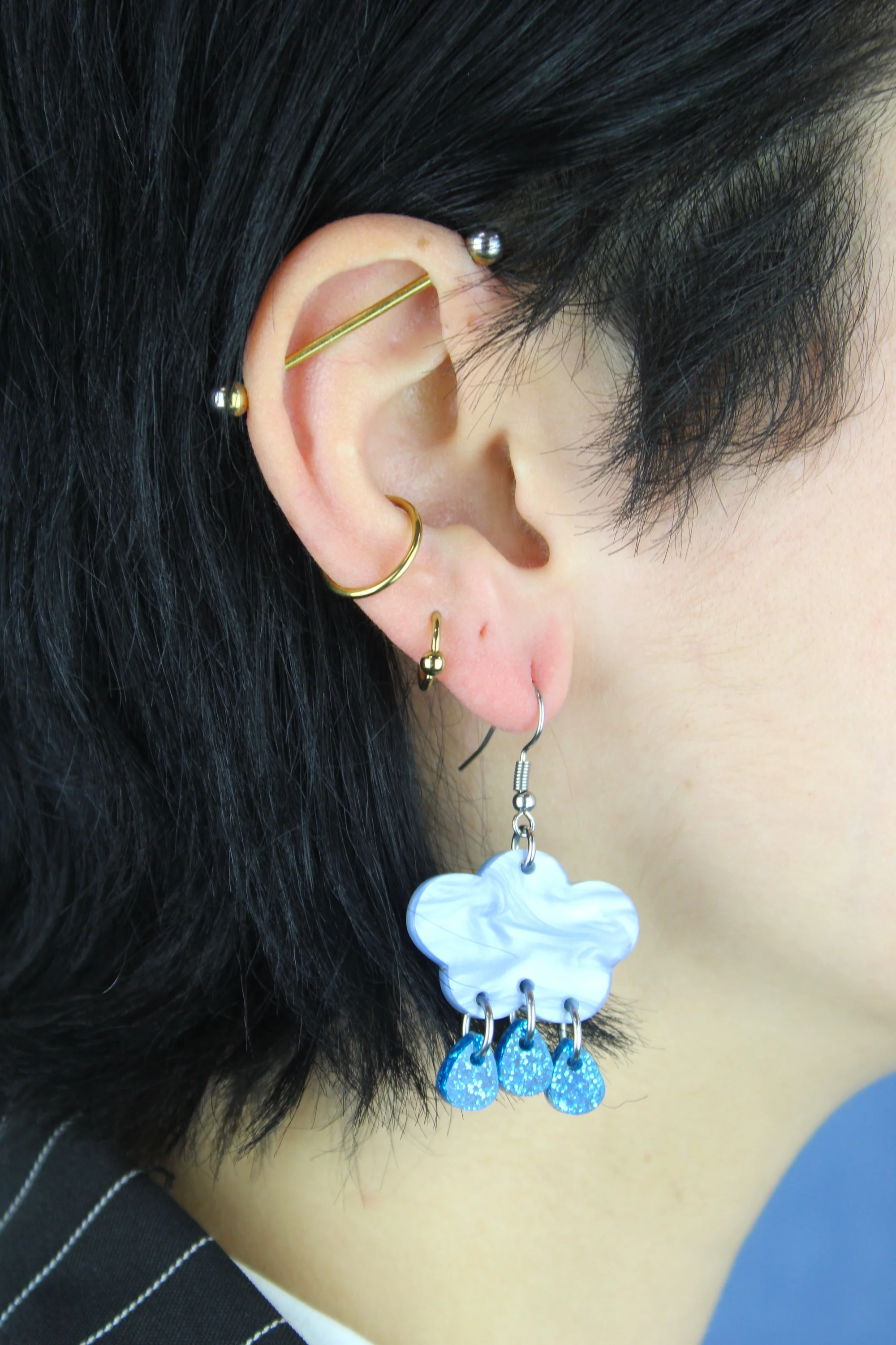 Blue Glitter Acid Rain Earrings - Image 2