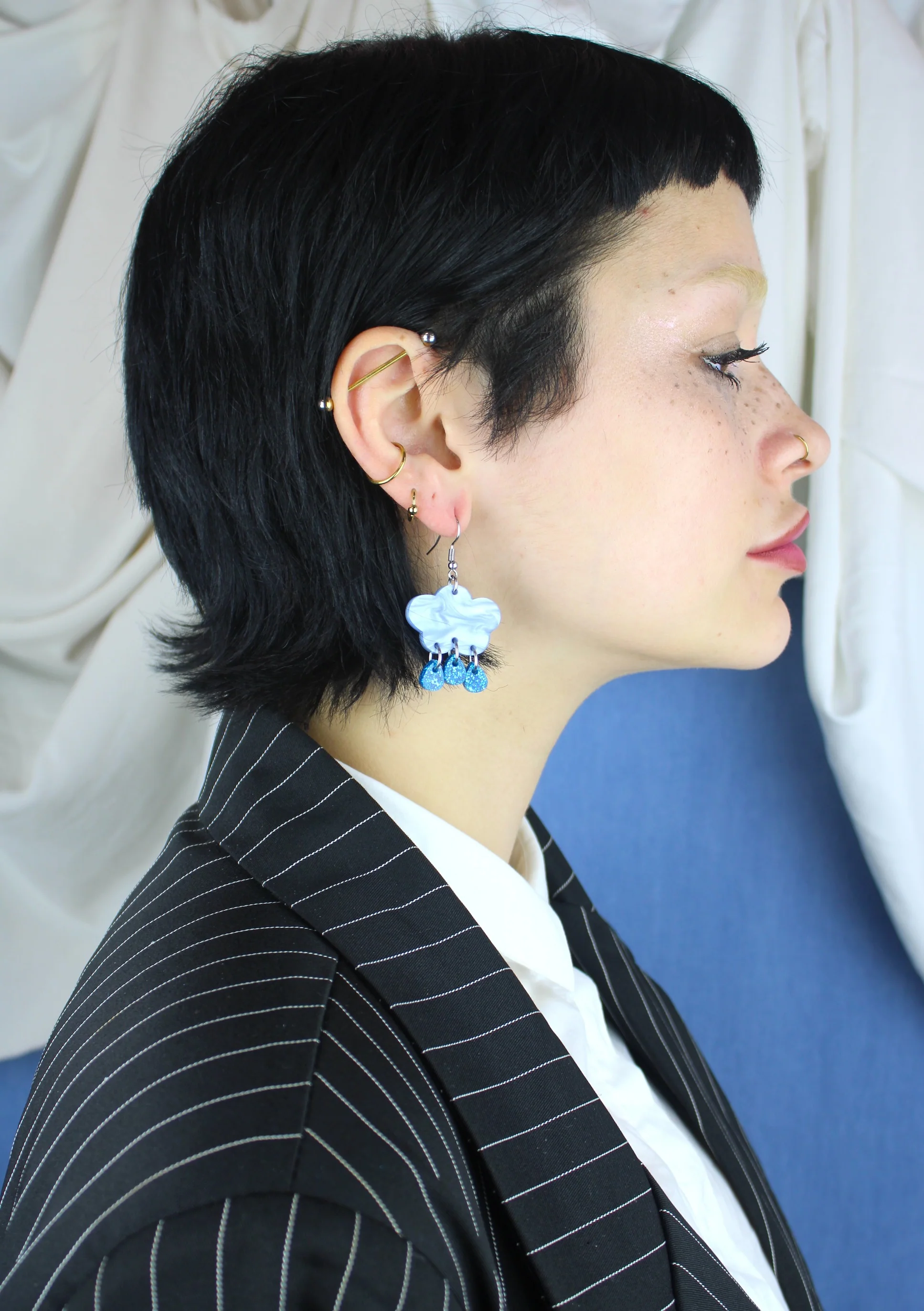 Blue Glitter Acid Rain Earrings - Image 4