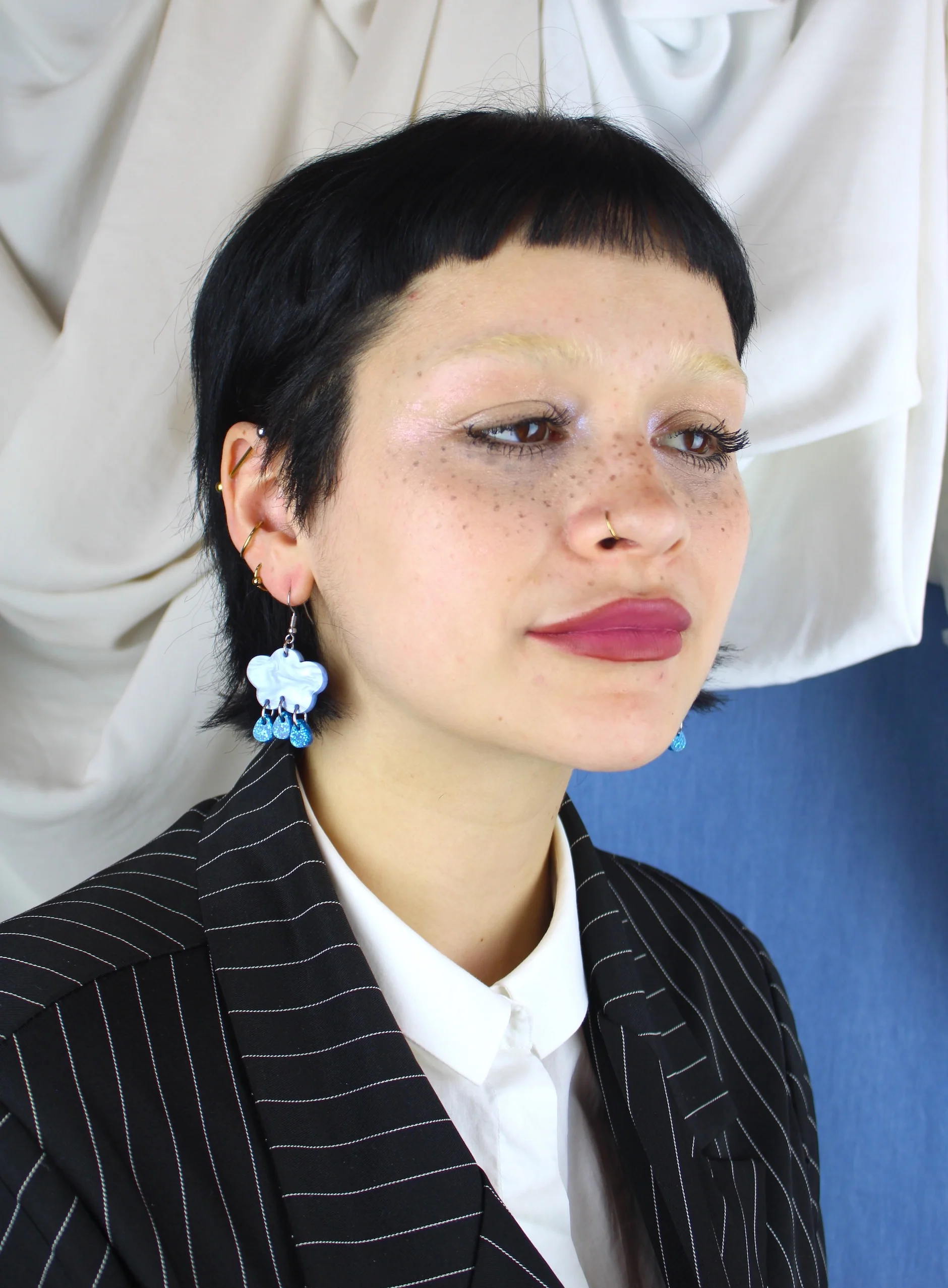 Blue Glitter Acid Rain Earrings - Image 5
