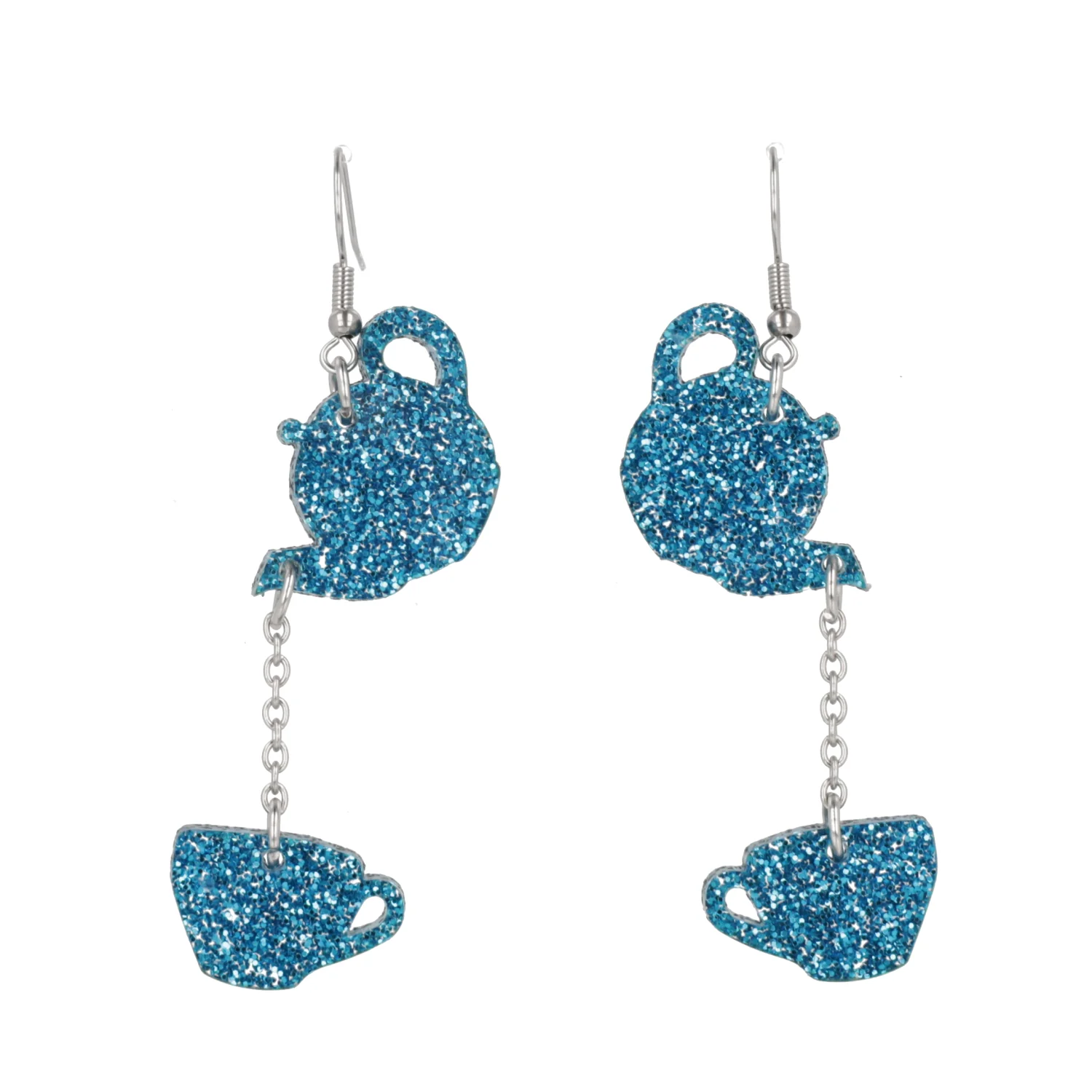 Blue Glitter Fancy A Cuppa Earrings - Image 5