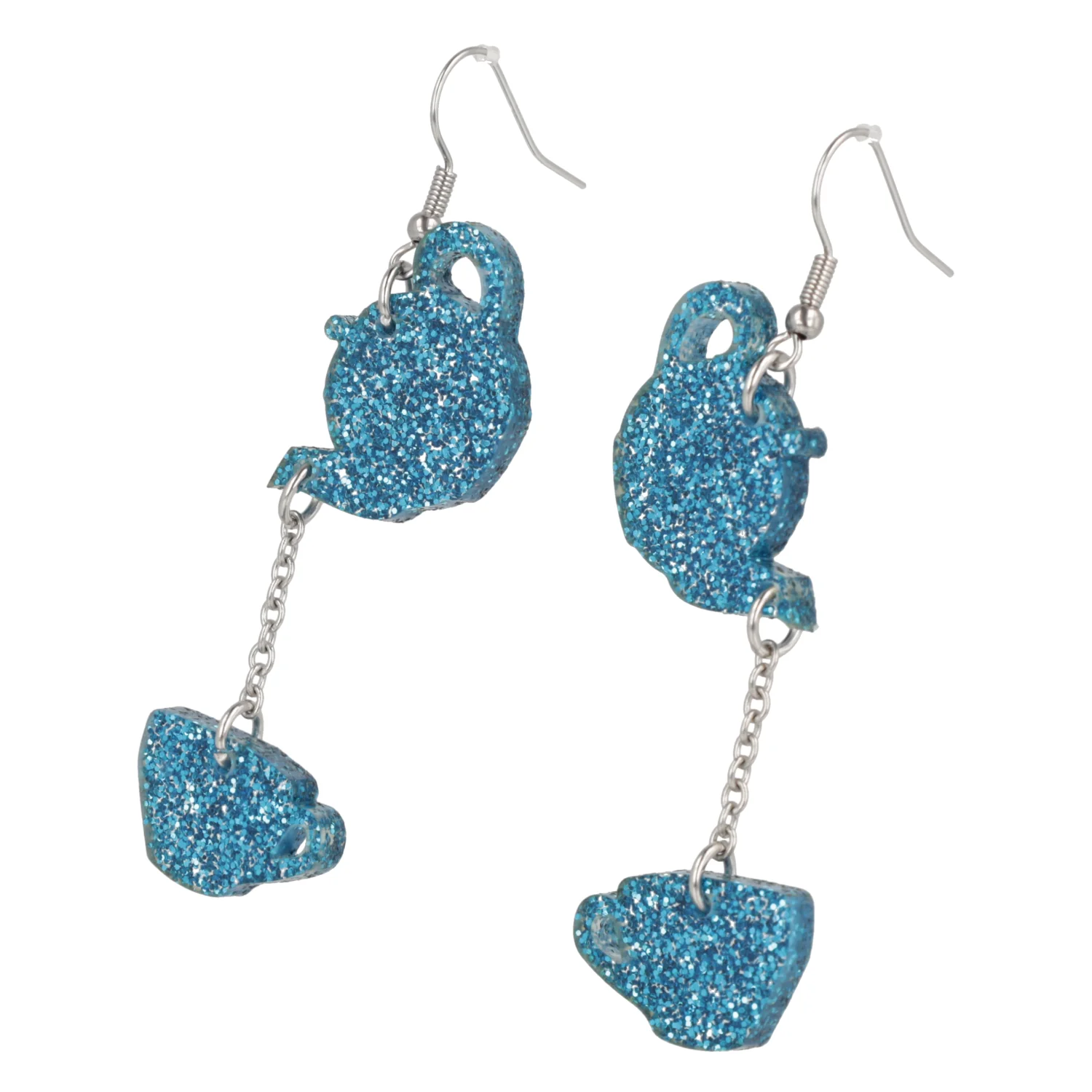 Blue Glitter Fancy A Cuppa Earrings - Image 6