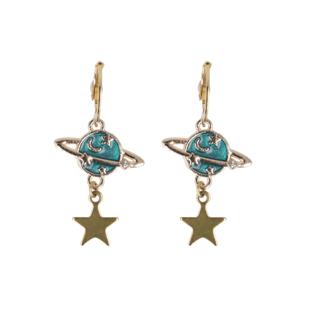 Blue Milky Way Hoop Earrings - Image 3