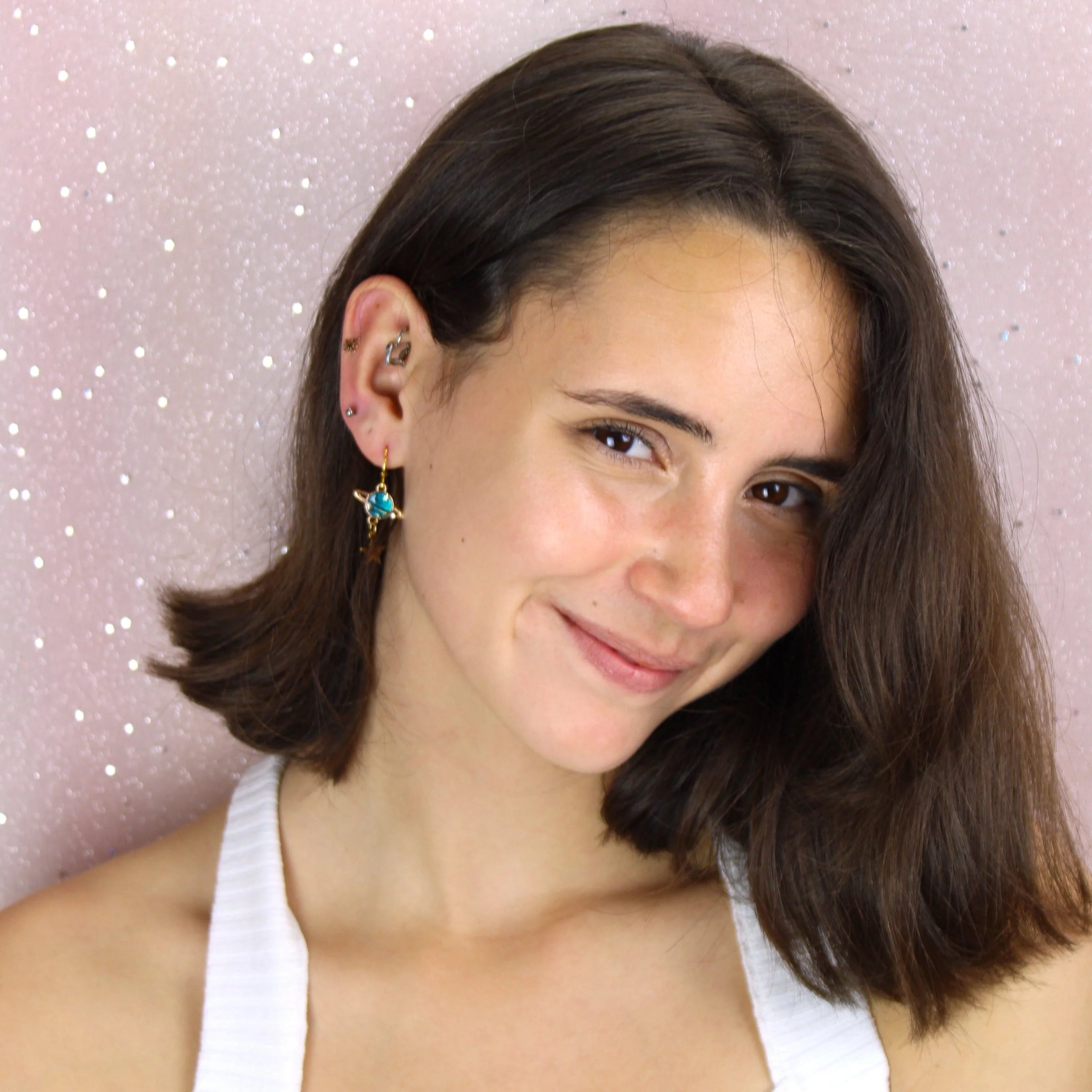 Blue Milky Way Hoop Earrings - Image 4