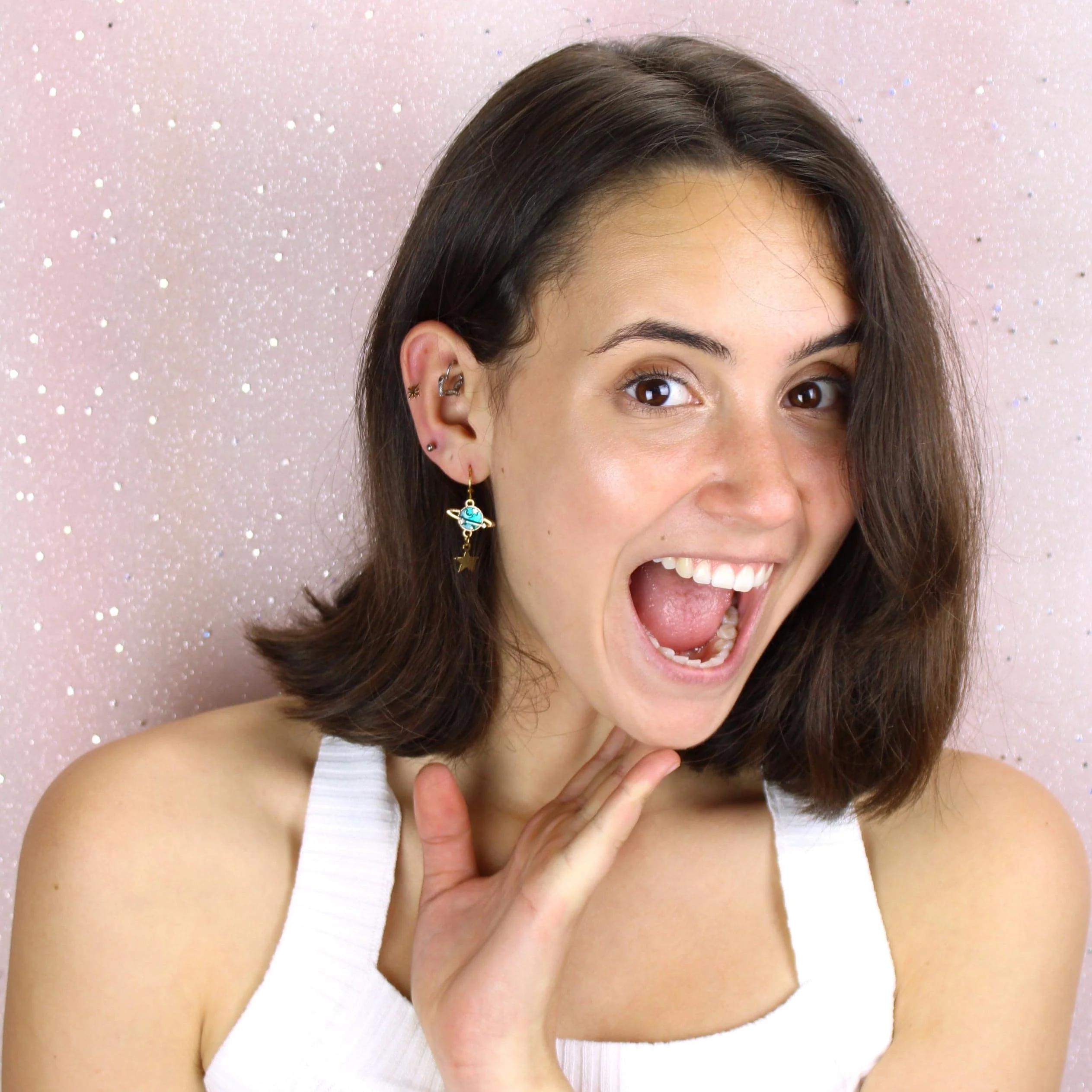 Blue Milky Way Hoop Earrings - Image 5