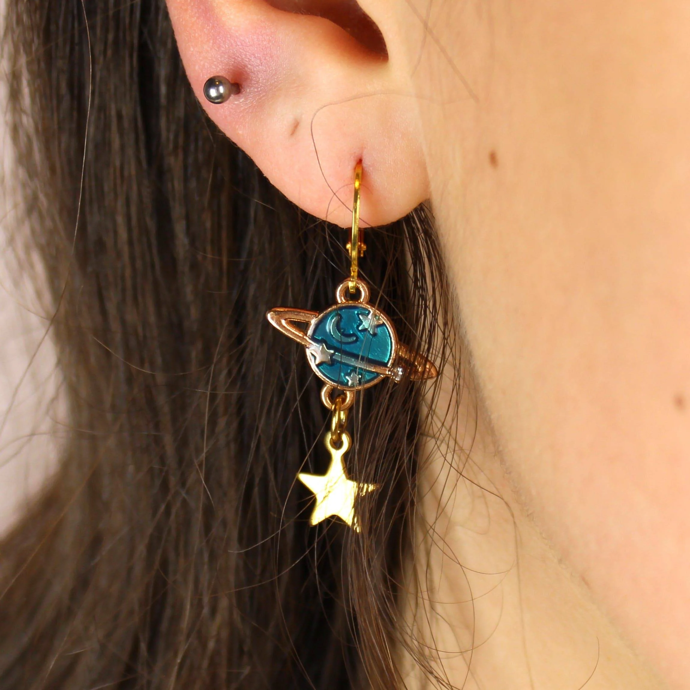 Blue Milky Way Hoop Earrings - Image 6