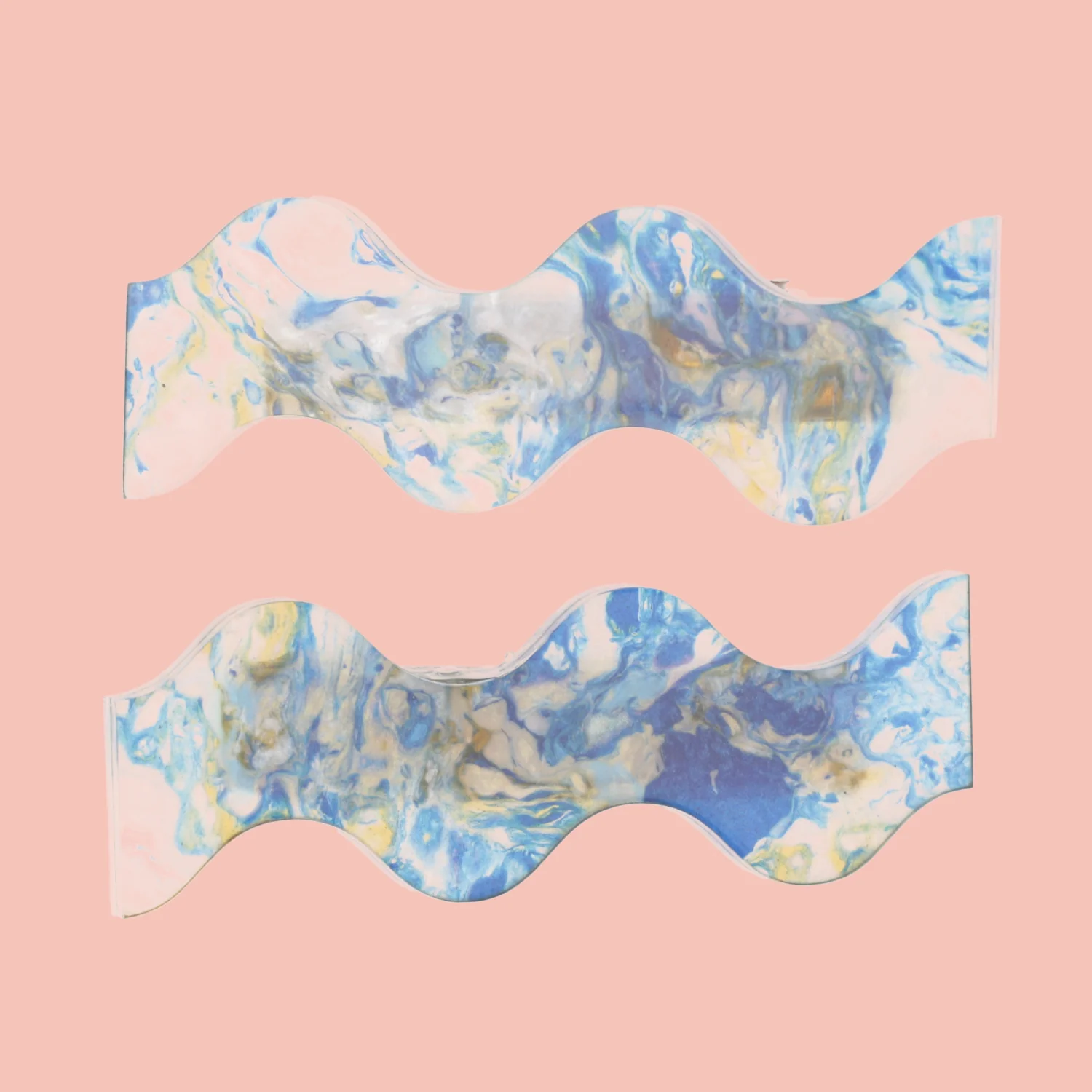 Blue Wavy Abalone Hair Clips - Image 5