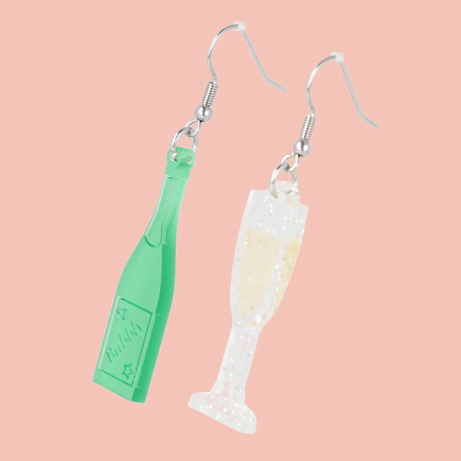 'Bolly' Champagne Bottle & Glass Earrings - Image 3