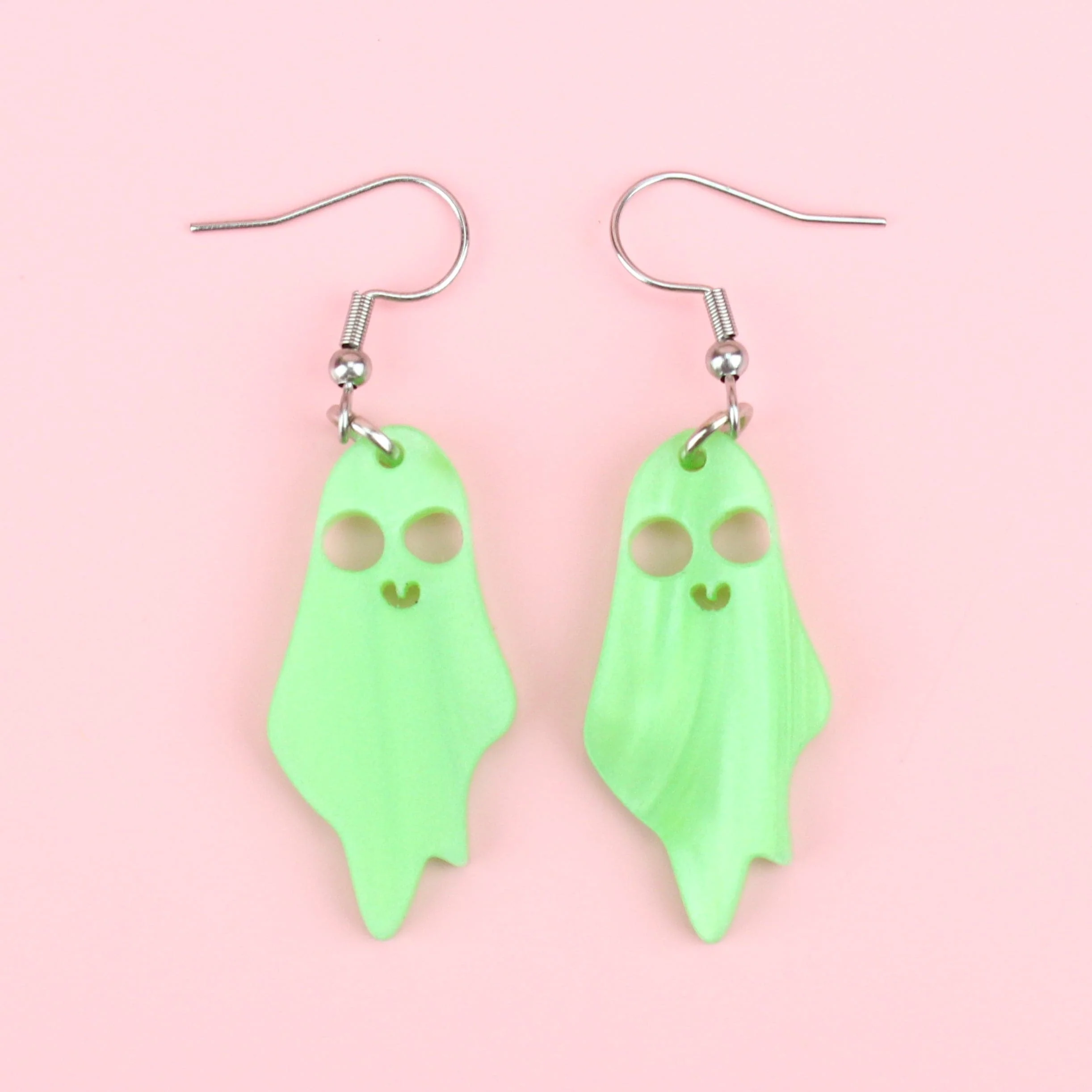 Boo You Whore Marble Green Ghost Earrings - Image 2