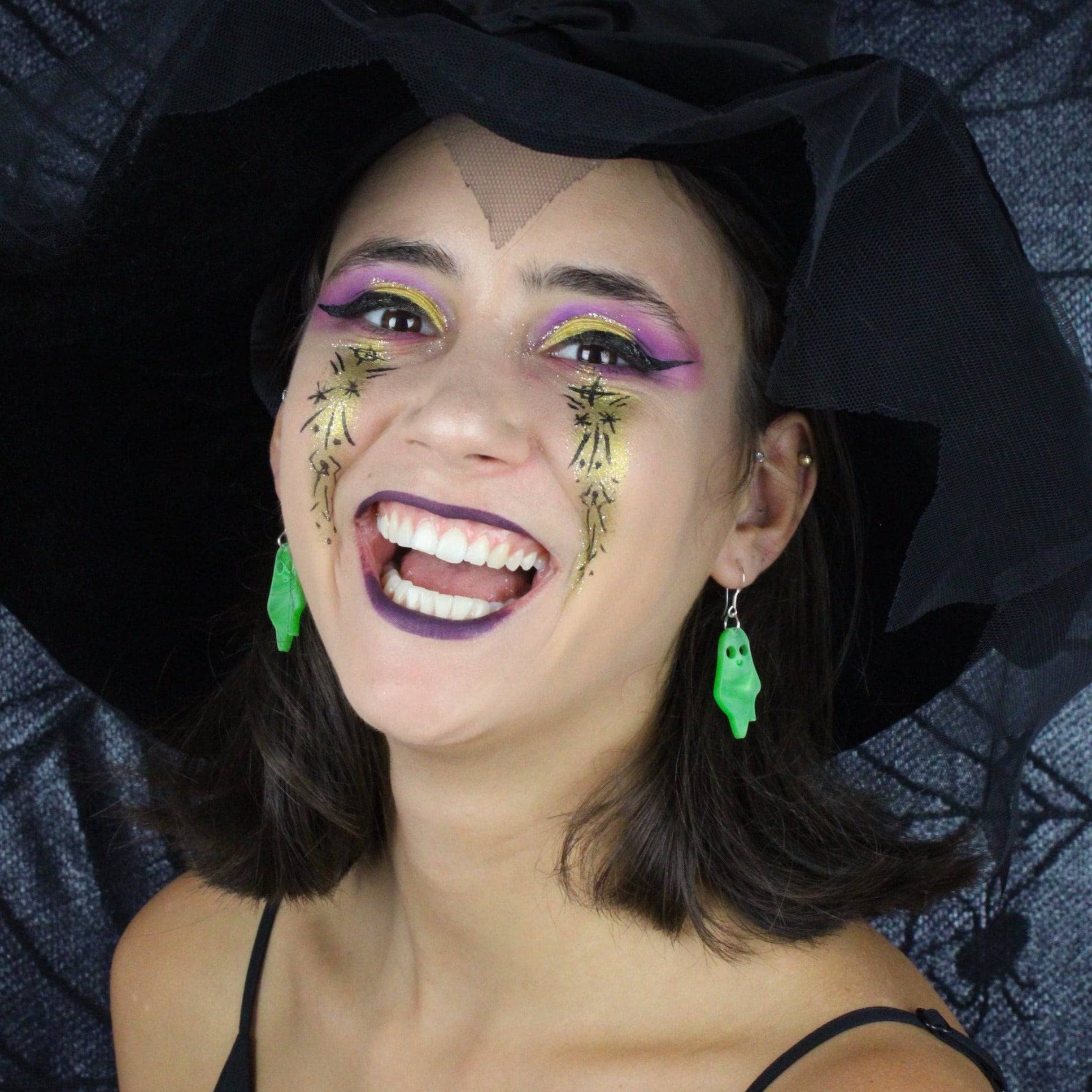 Boo You Whore Marble Green Ghost Earrings - Image 5