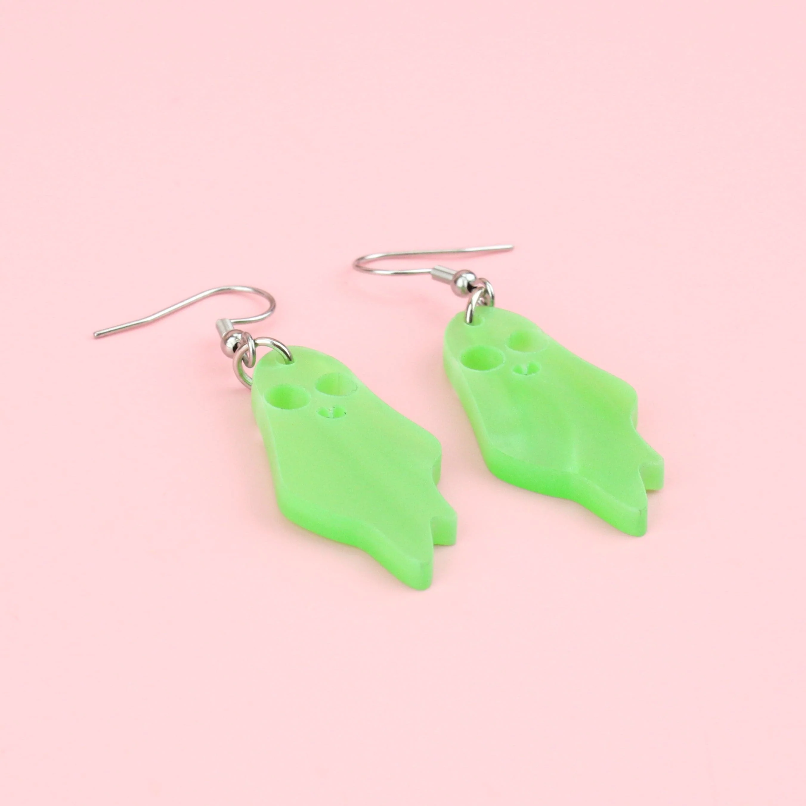 Boo You Whore Marble Green Ghost Earrings - Image 6