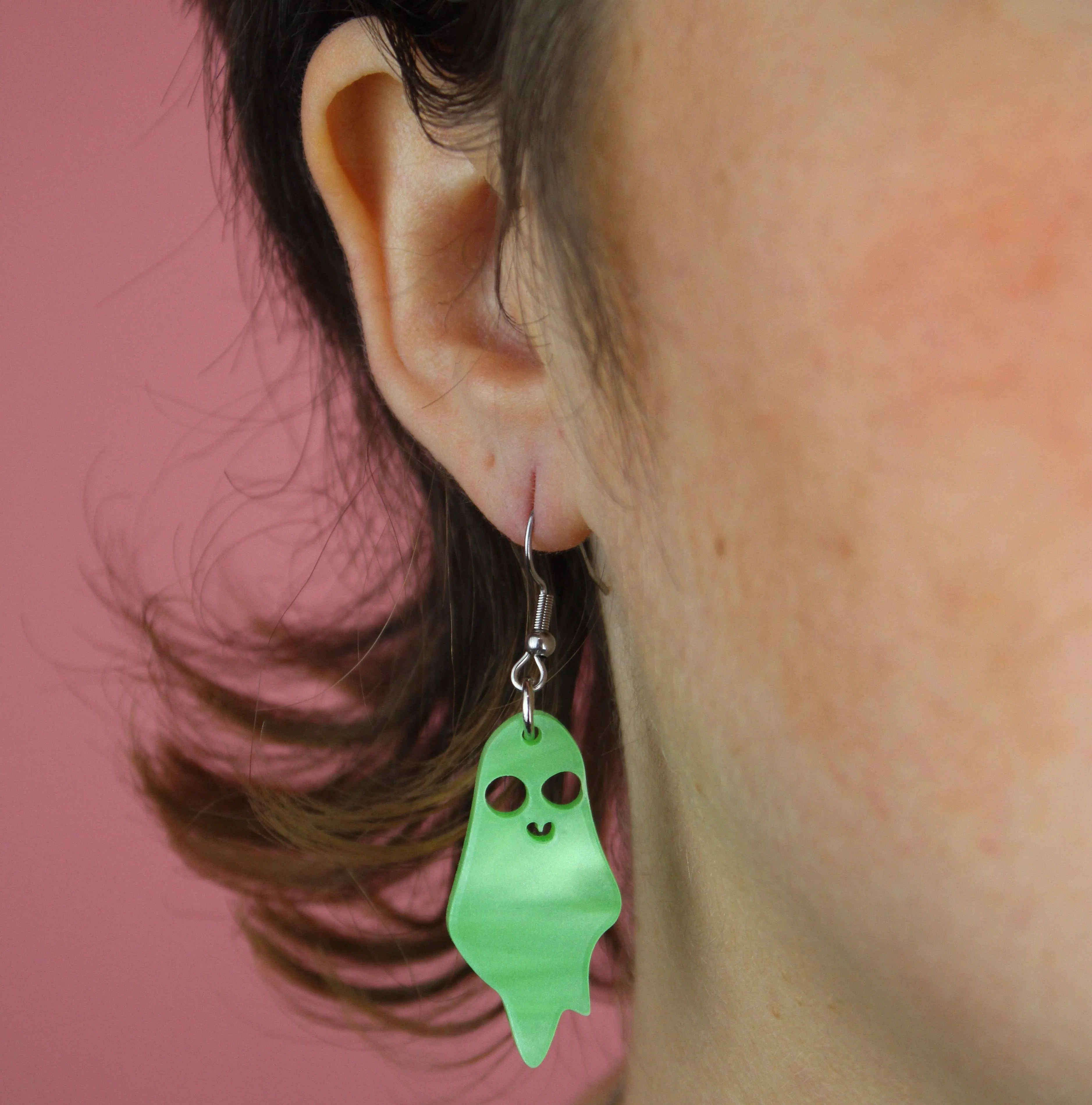 Boo You Whore Marble Green Ghost Earrings - Image 7