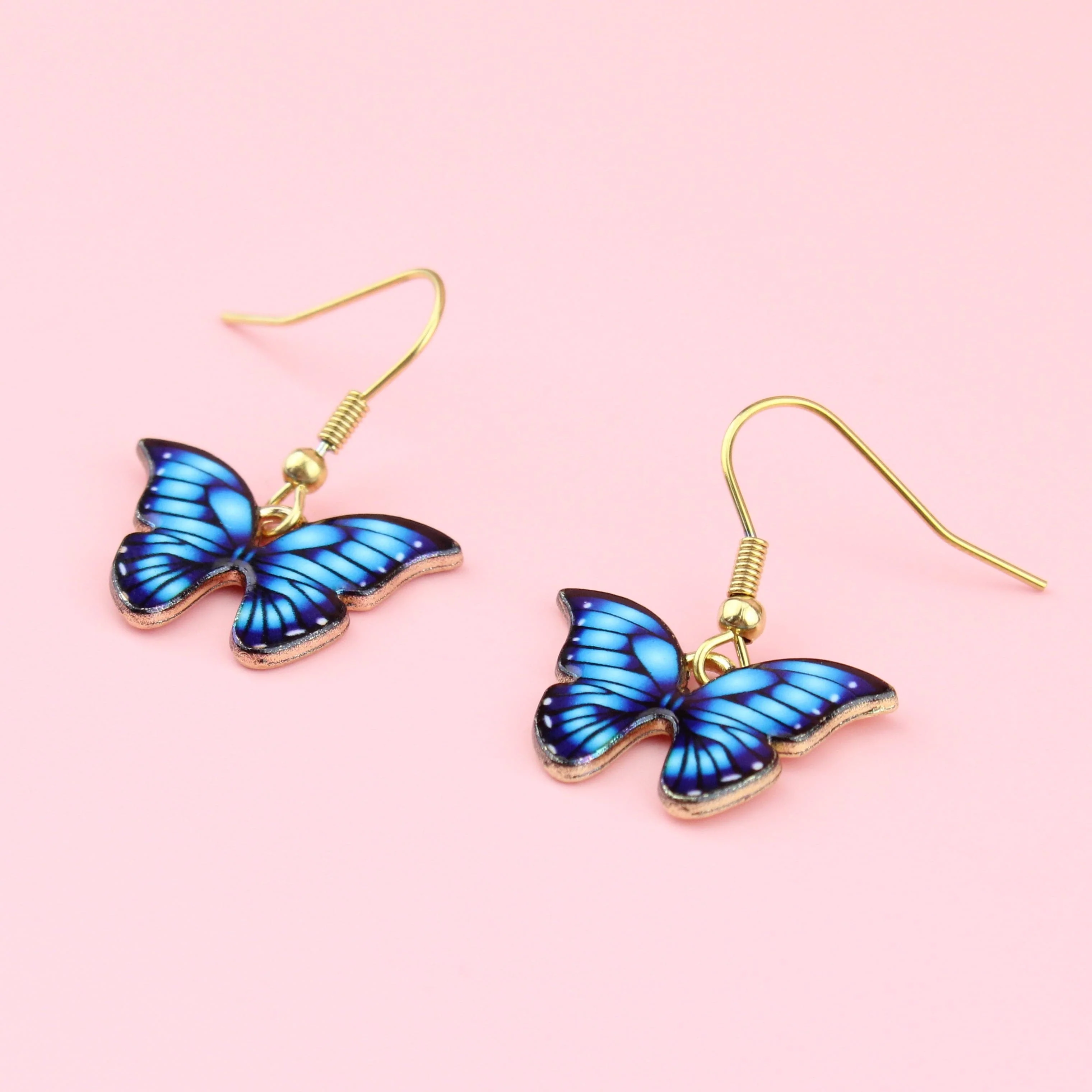 Bright Blue Butterfly Earrings - Image 3