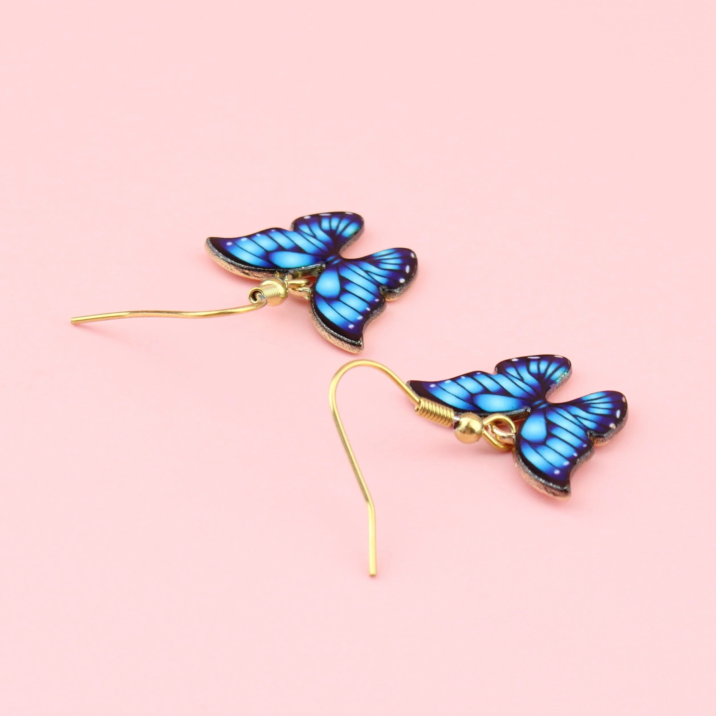 Bright Blue Butterfly Earrings - Image 6