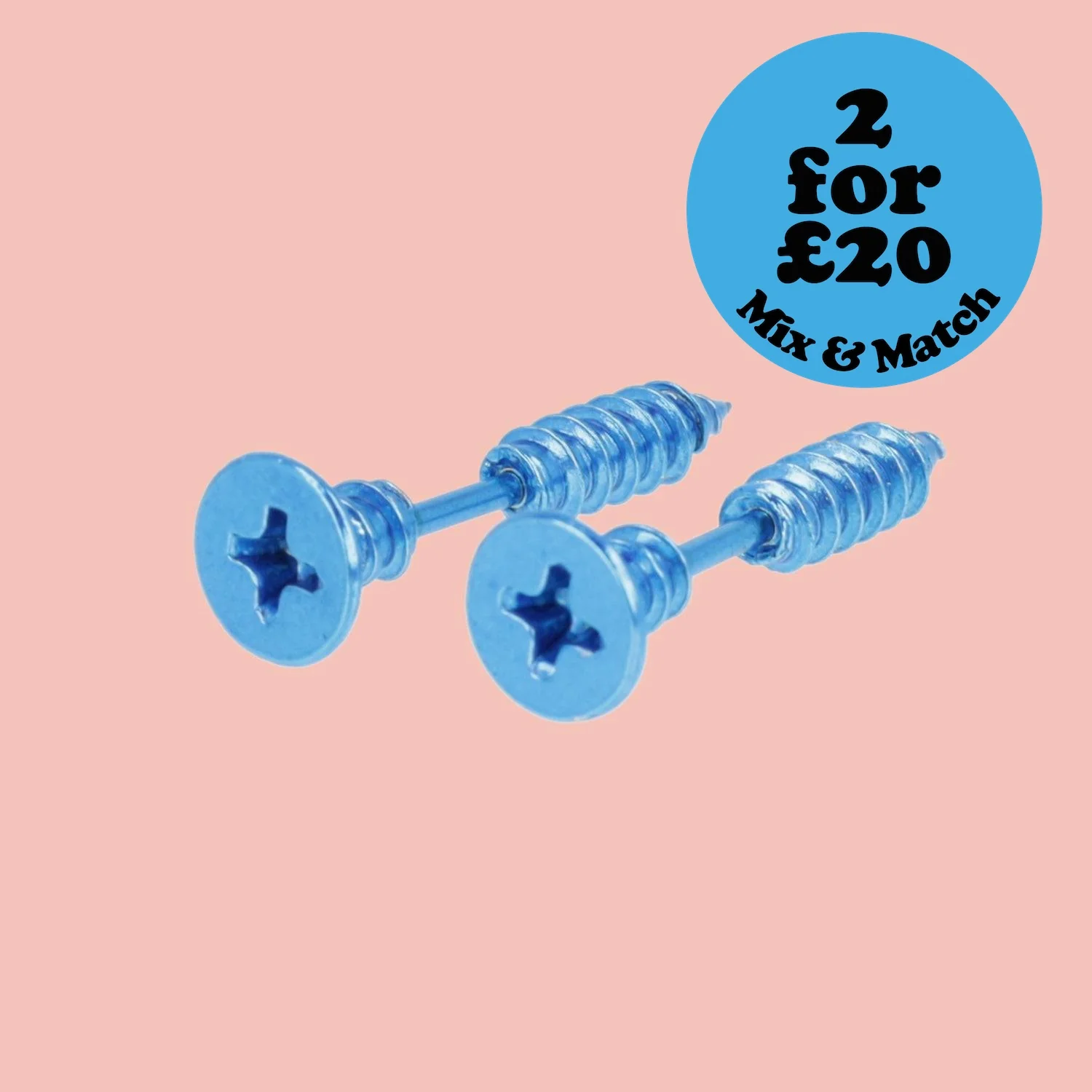 Bright Blue Screw Earrings
